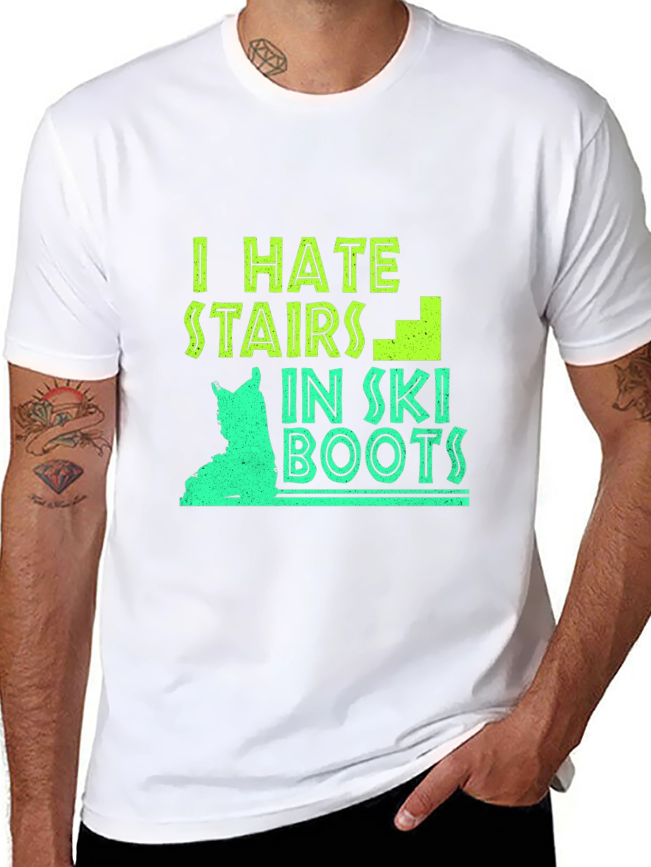 Black I Hate Stairs in Ski Boots Graphic Tee view 8