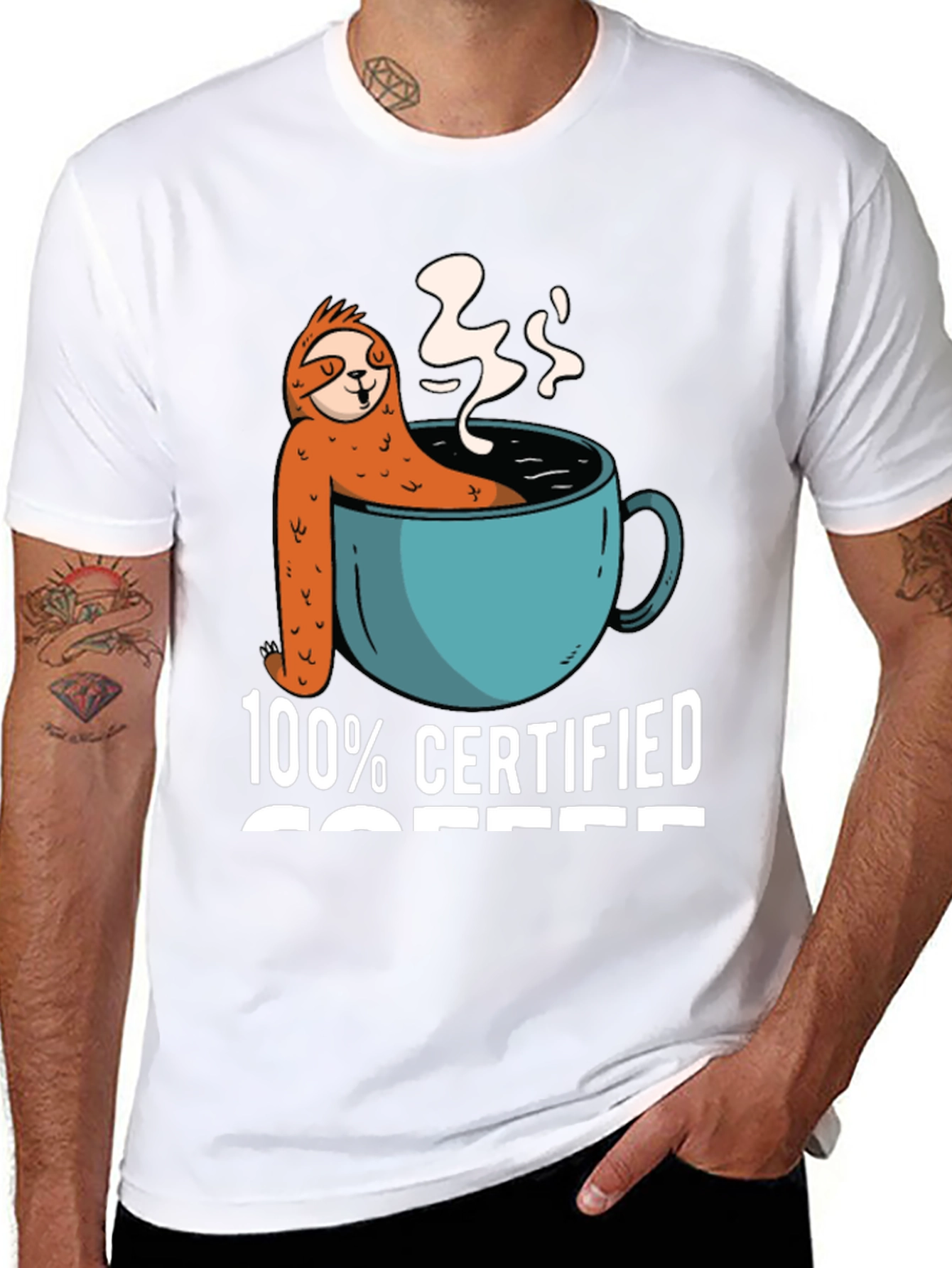 Black 100% Certified Coffee Sloth T-Shirt view 8