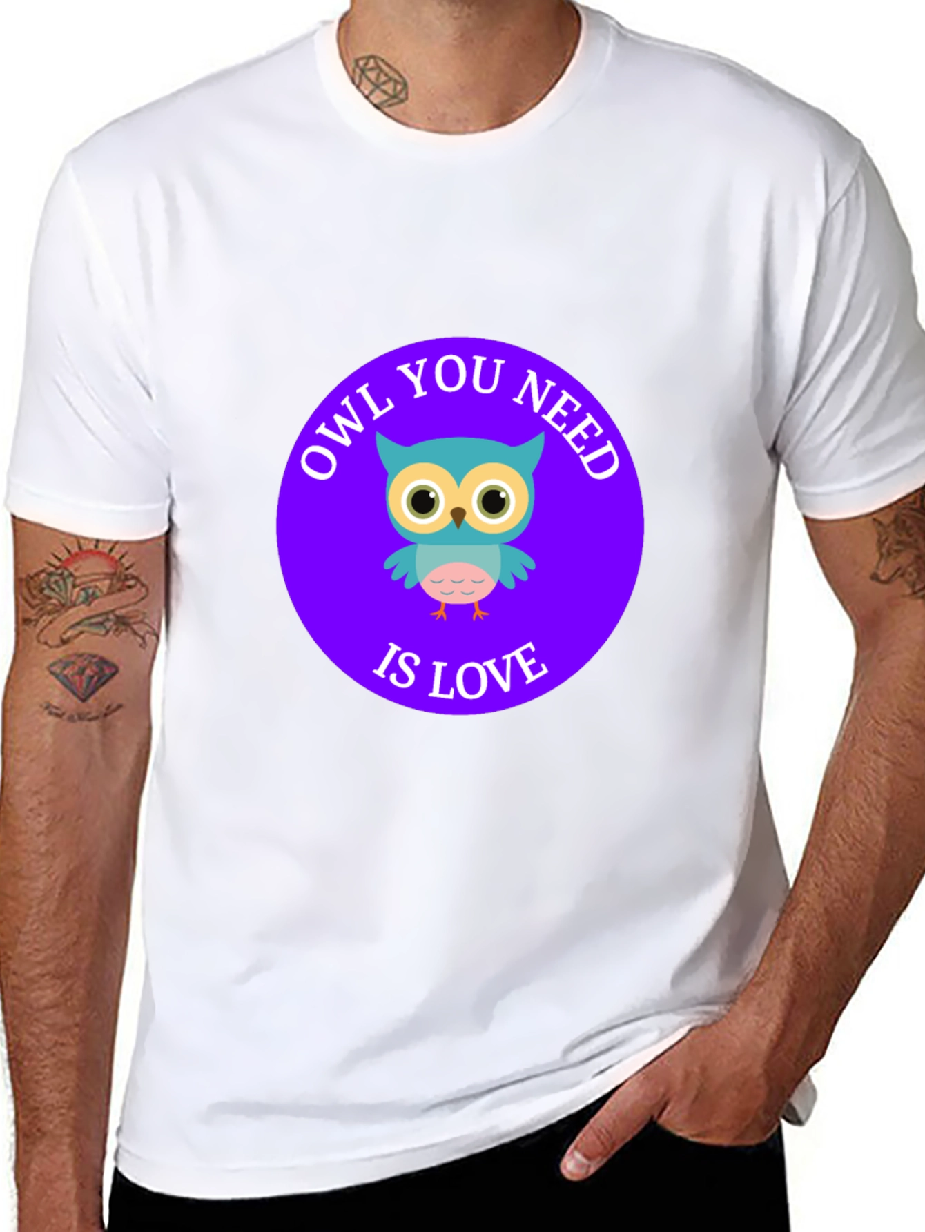 Black Owl You Need Is Love T-Shirt - Cute Cartoon Design view 8