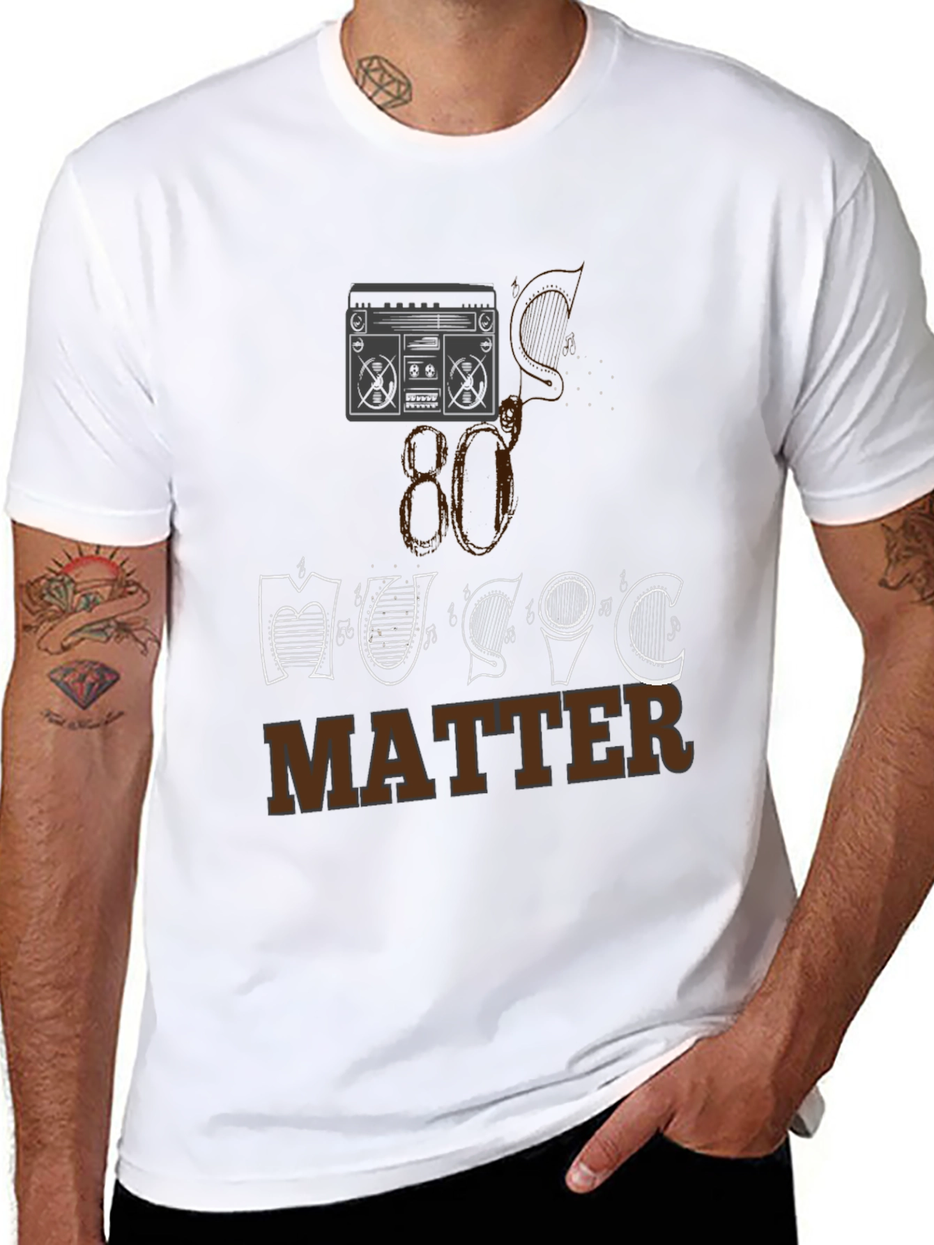 Black 80's Music Matters Graphic Tee view 8