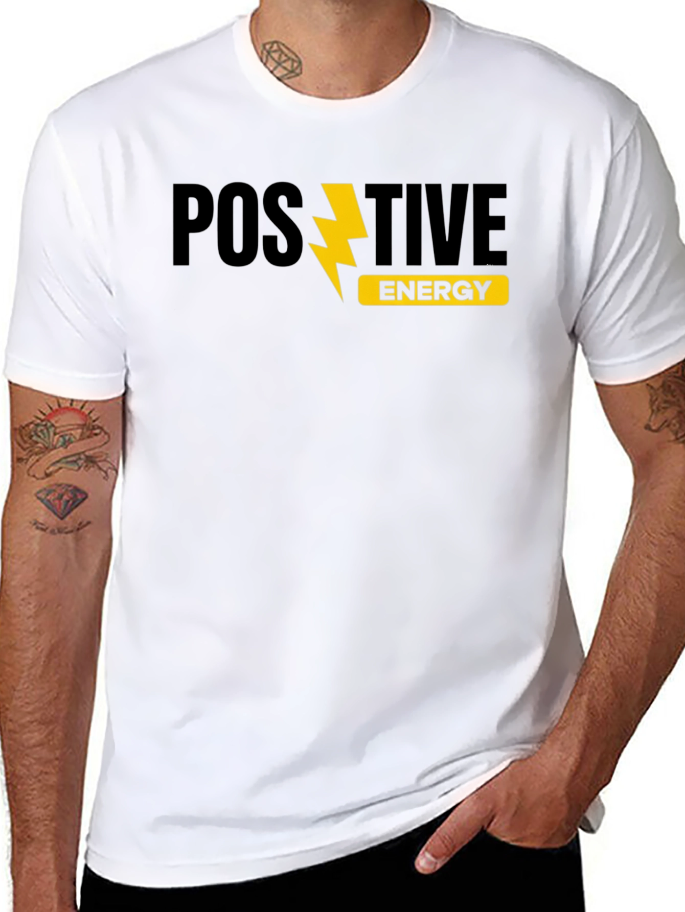 Black Positive Energy Graphic Tee - Trendy Menswear view 8