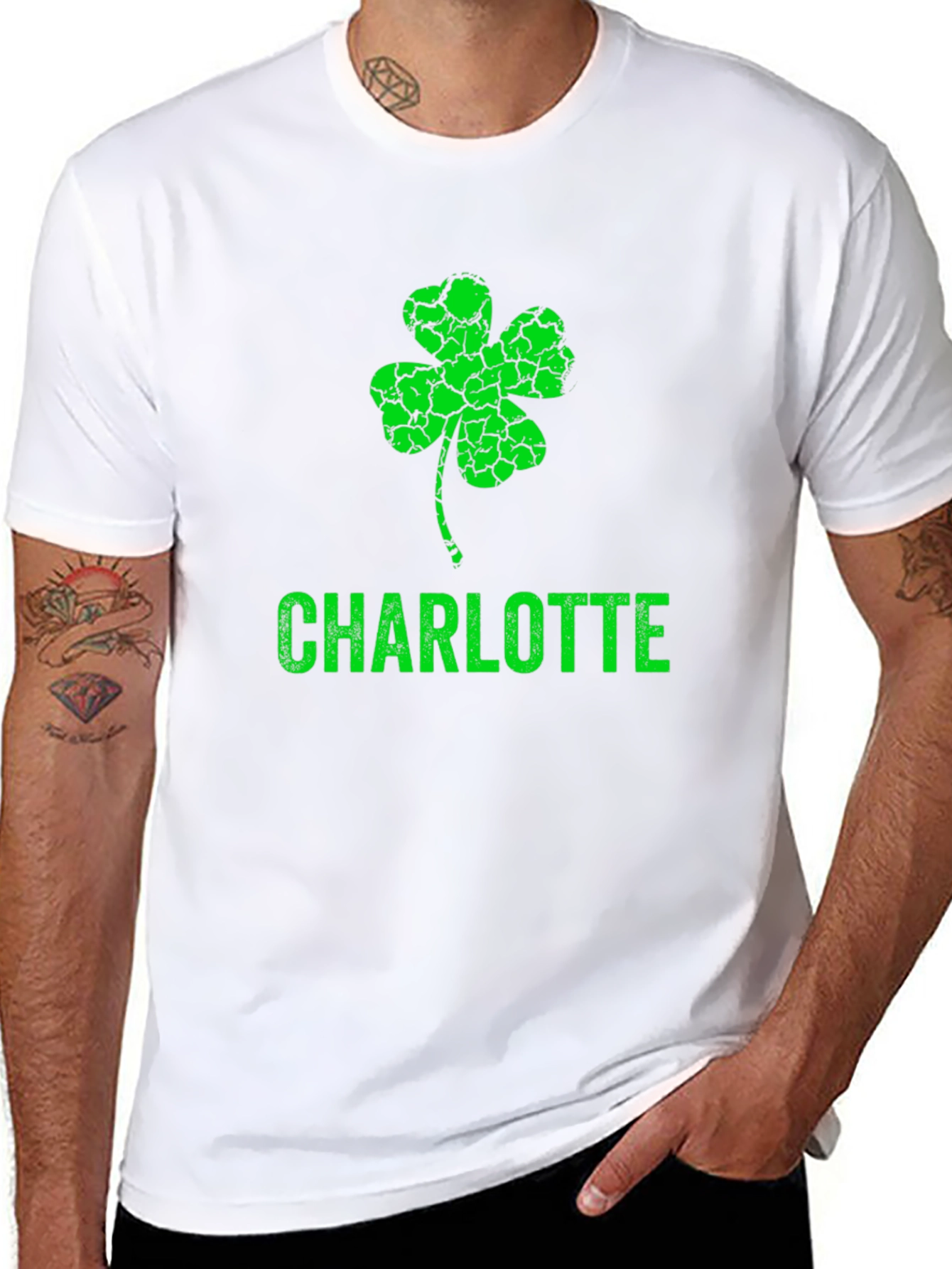 Black St. Patrick's Day Charlotte Shamrock T-Shirt view 8