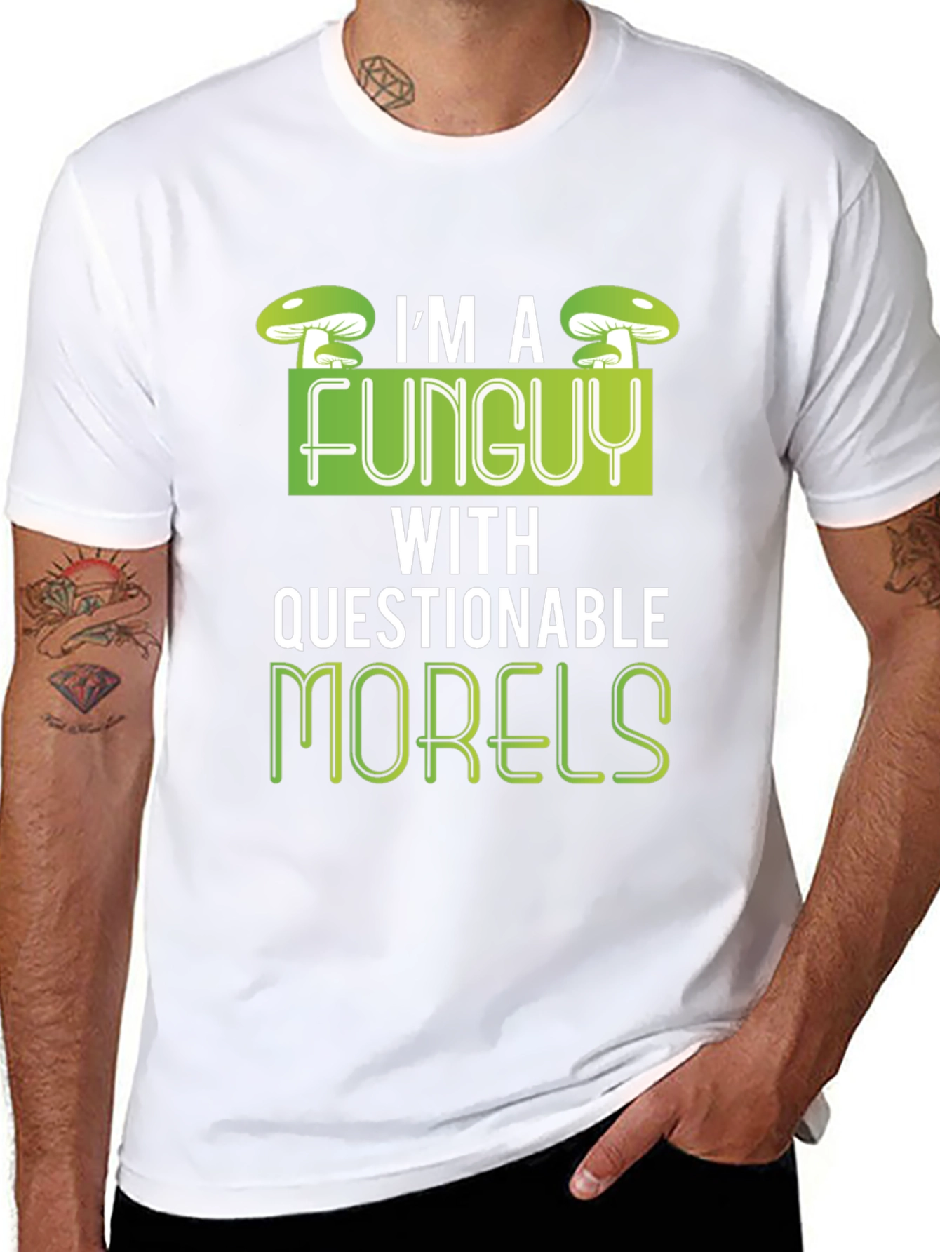 Black Funny Mushroom T-Shirt - I'm a Funguy view 8