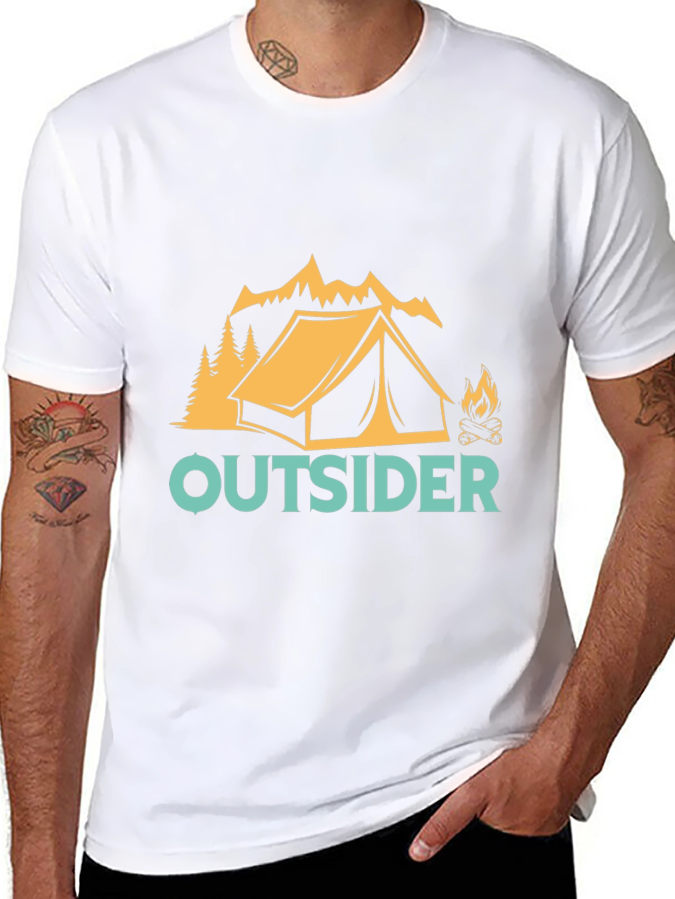 Black Outsider Camping Graphic Tee view 8