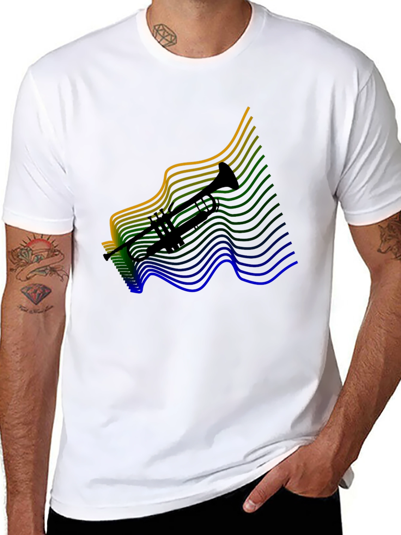 Black Trumpet Black Tee - Musical Instrument Shirt view 8