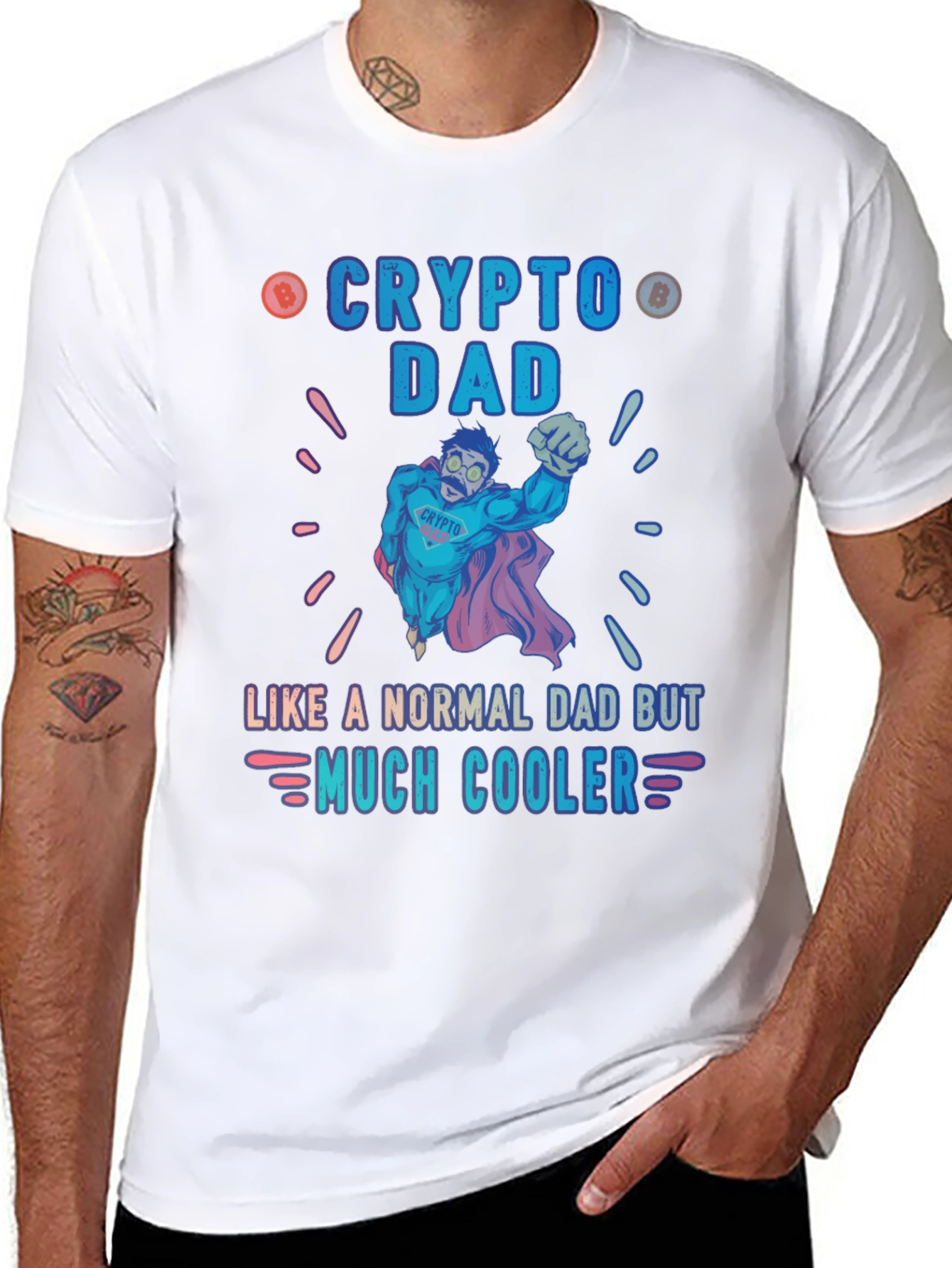Black Crypto Dad T-Shirt - Like a Normal Dad But Much Cooler view 8