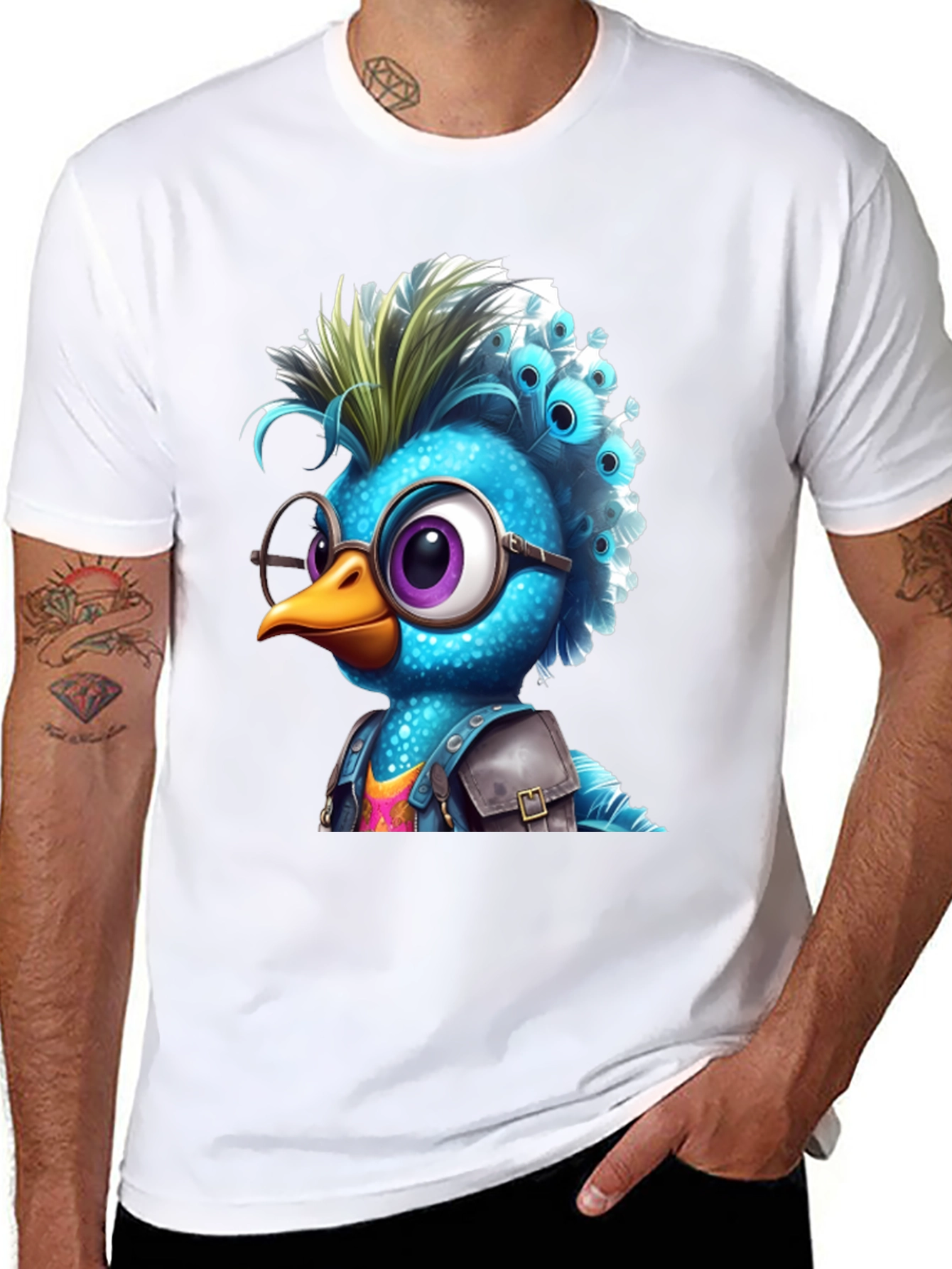 Black Cartoon Bird Graphic T-Shirt view 8