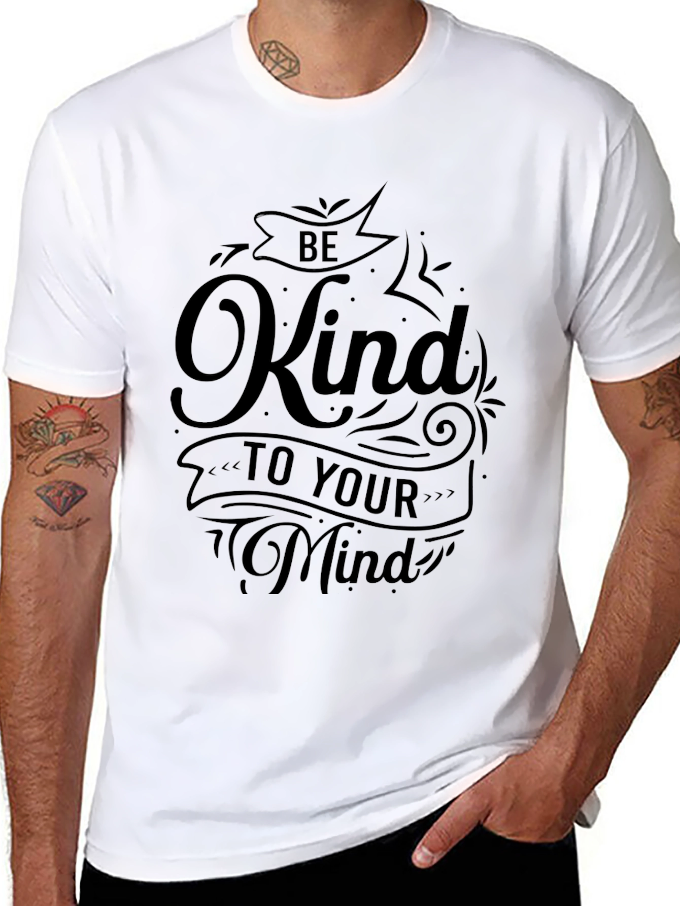 Black Be Kind to Your Mind Black Graphic Tee view 8