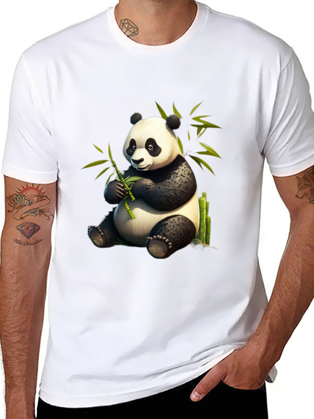 Black Panda Bamboo T-Shirt - Cute & Comfy Cotton Tee view 8