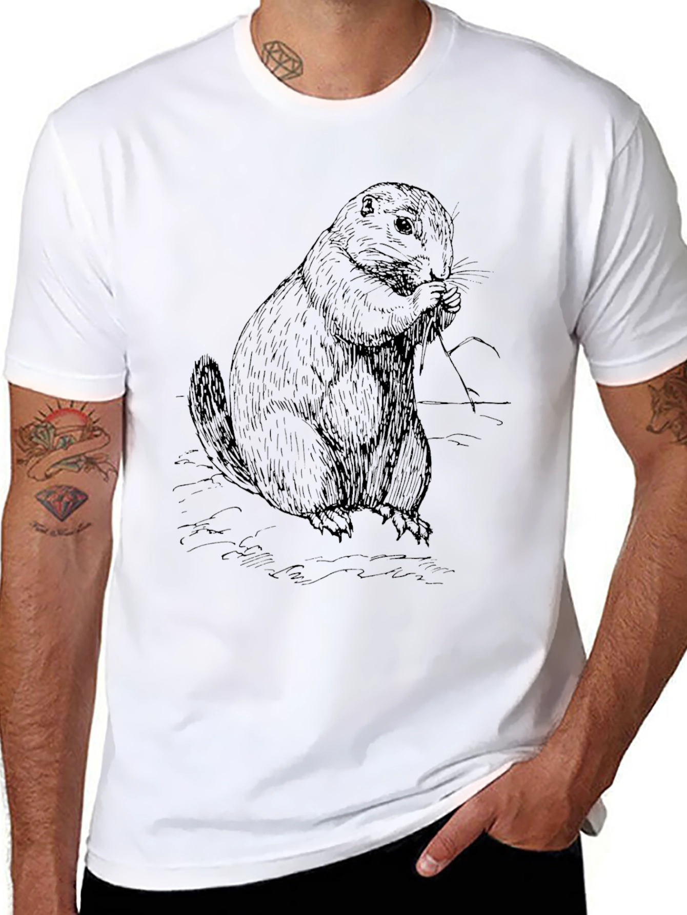 Black Groundhog Graphic Tee - Black Cotton Blend view 8