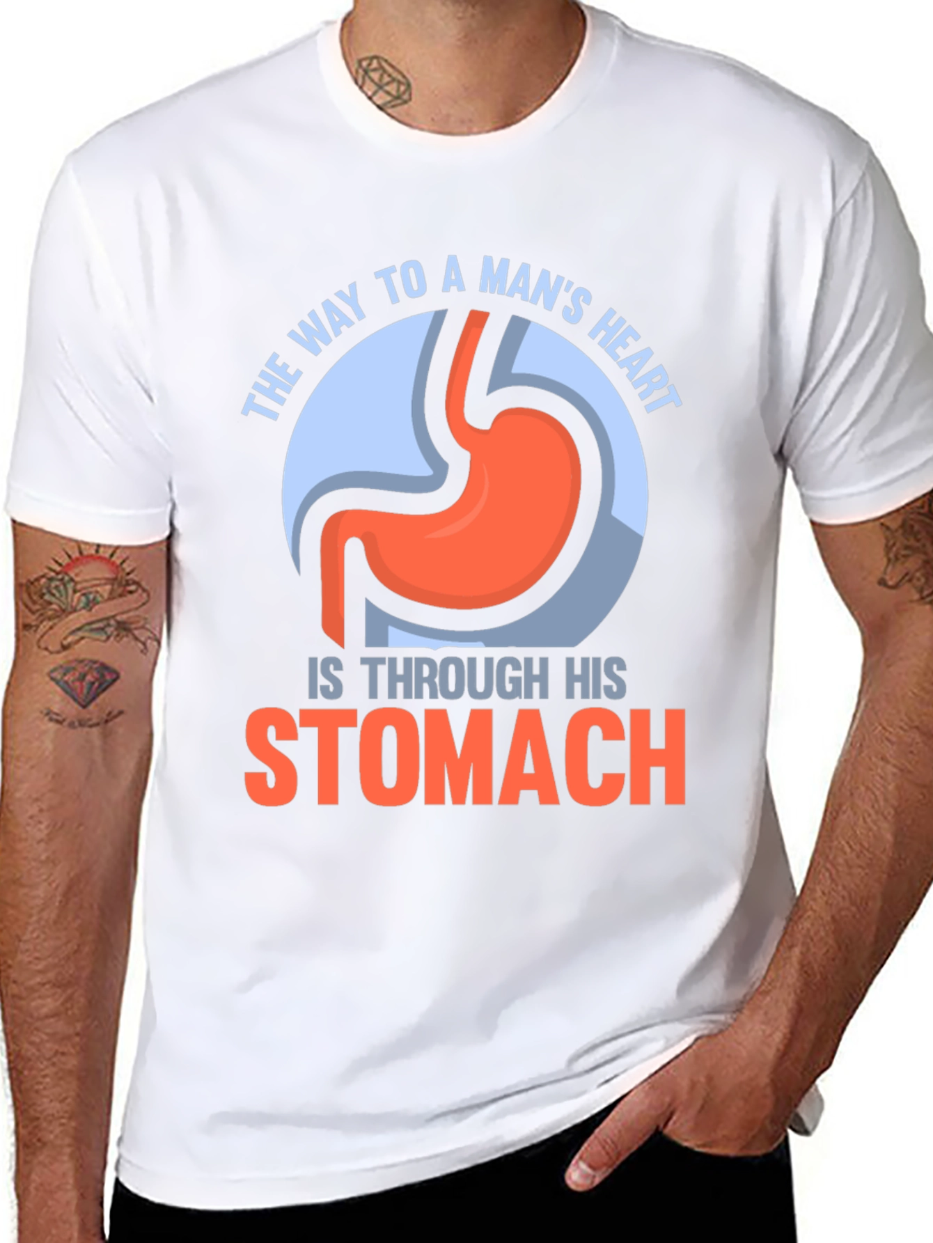 Black Funny Stomach T-Shirt - Way To A Man's Heart view 8