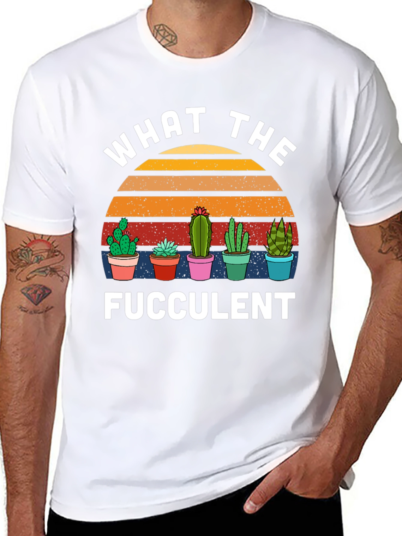 Black What the Fucculent T-Shirt Cactus Graphic Tee view 8