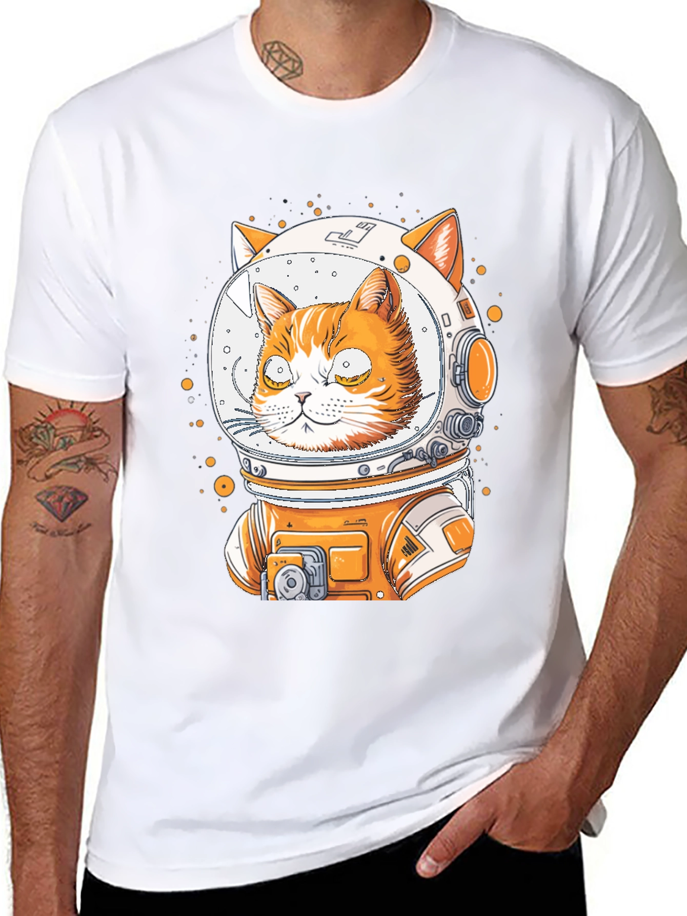 Black Astronaut Cat Graphic T-Shirt view 8