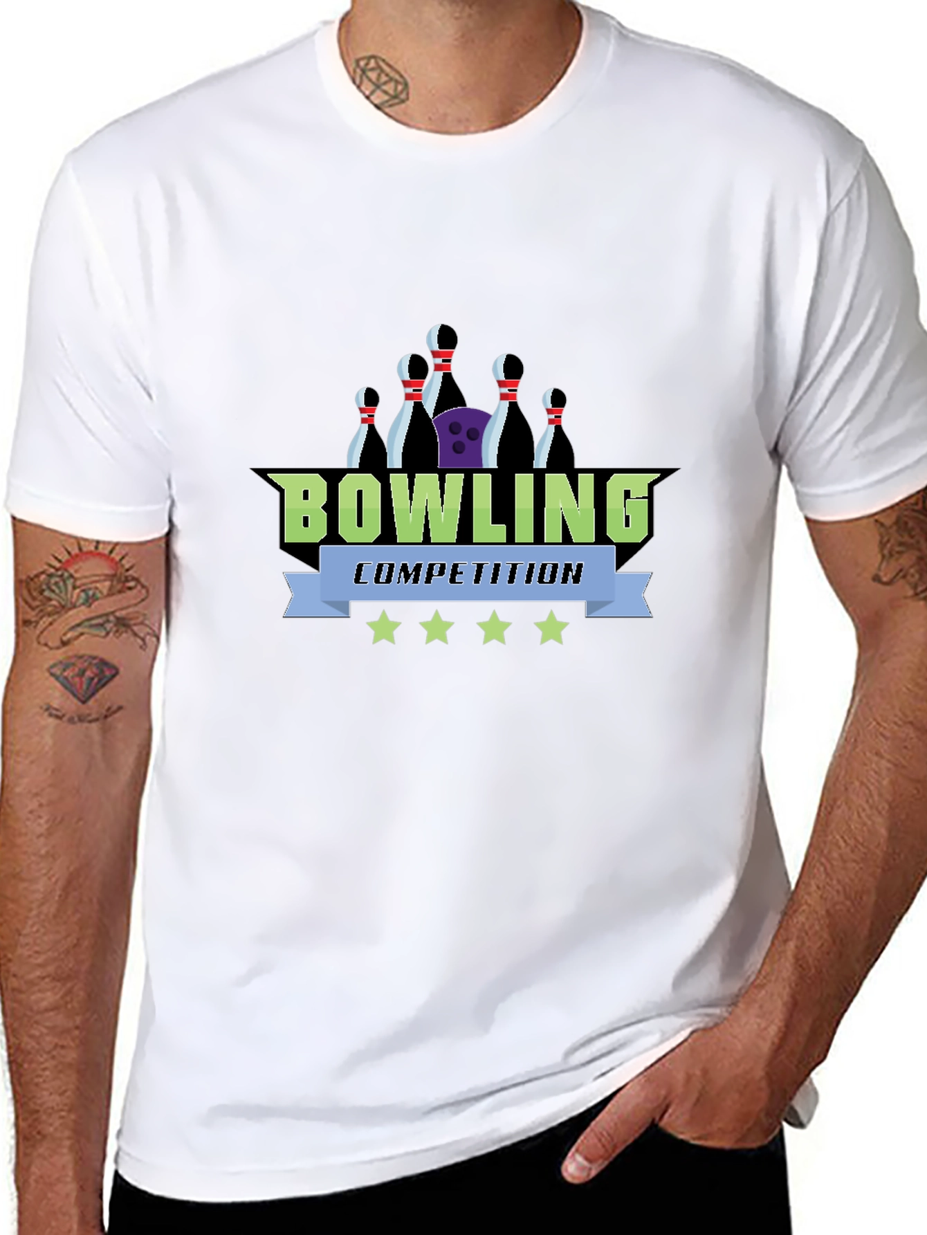 Black Bowling Competition Graphic Tee - Black Cotton view 8