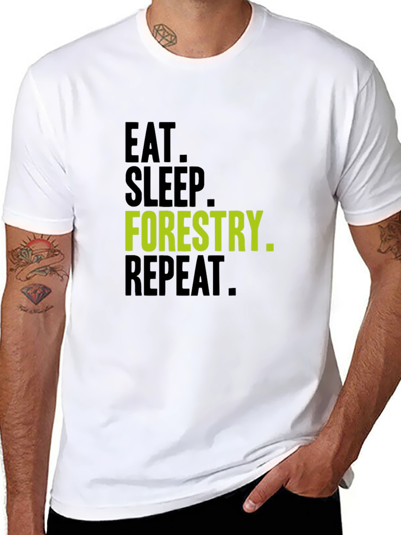Black Eat Sleep Forestry Repeat T-Shirt view 8