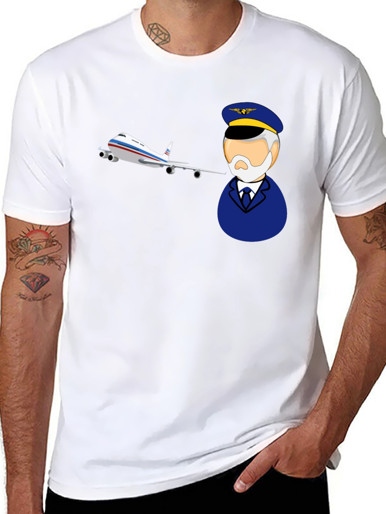Black Pilot & Plane Graphic Tee - Aviation T-Shirt view 8