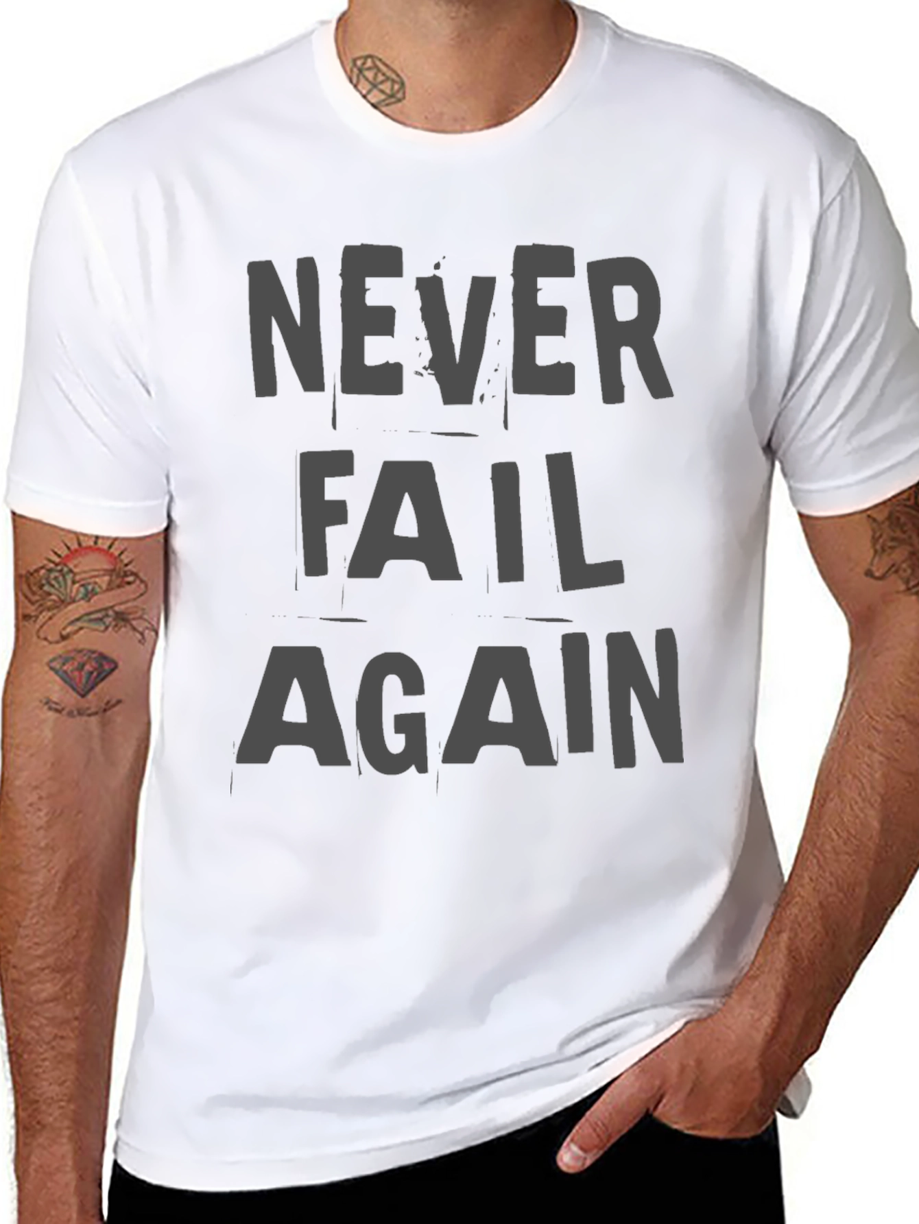 Black Never Fail Again Graphic T-Shirt view 8