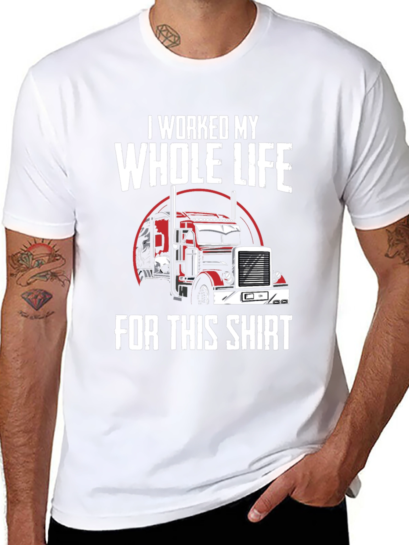 Black Trucker T-Shirt - I Worked My Whole Life For This Shirt view 8