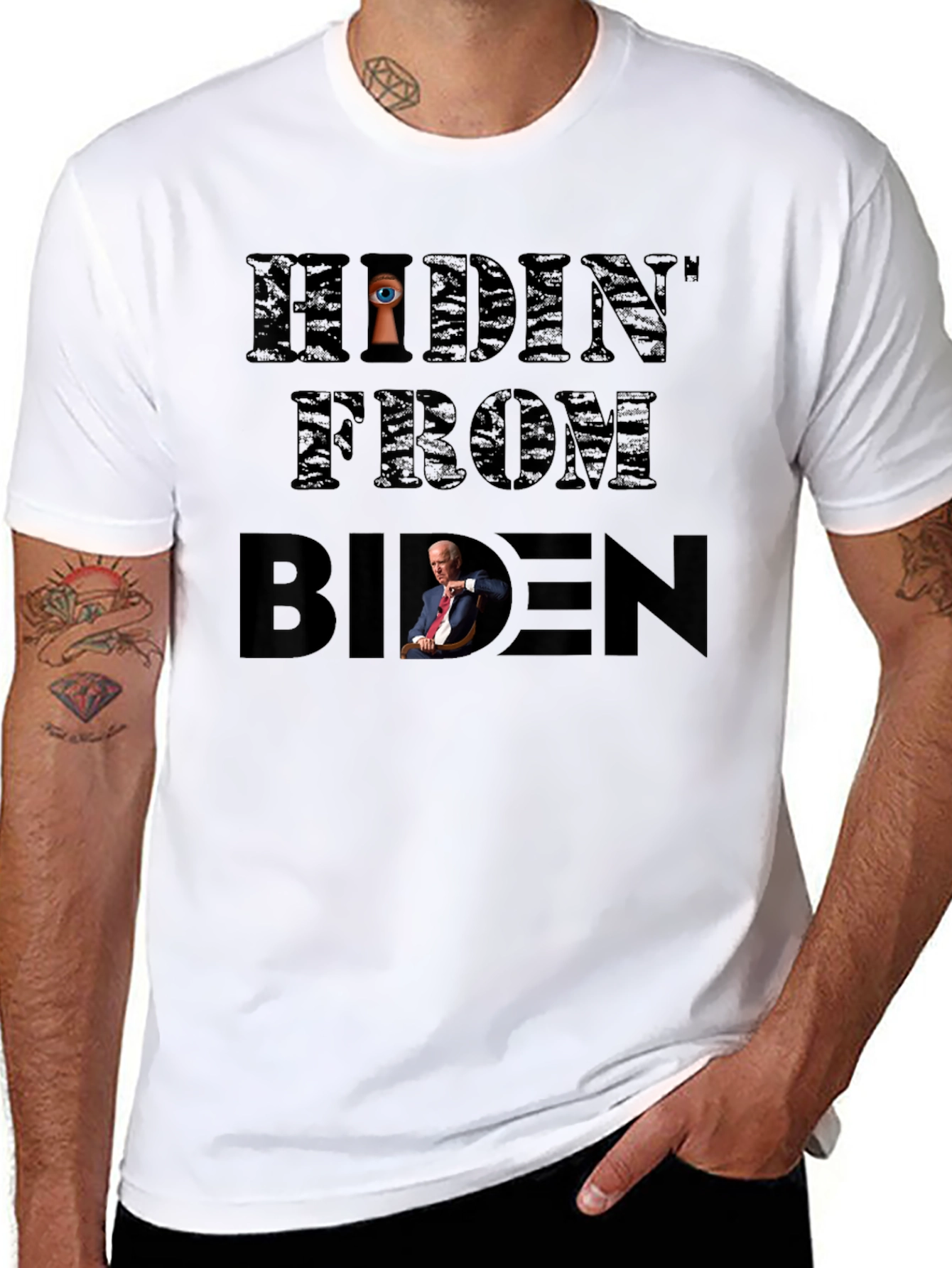 Black Hidin' From Biden Graphic T-Shirt view 8