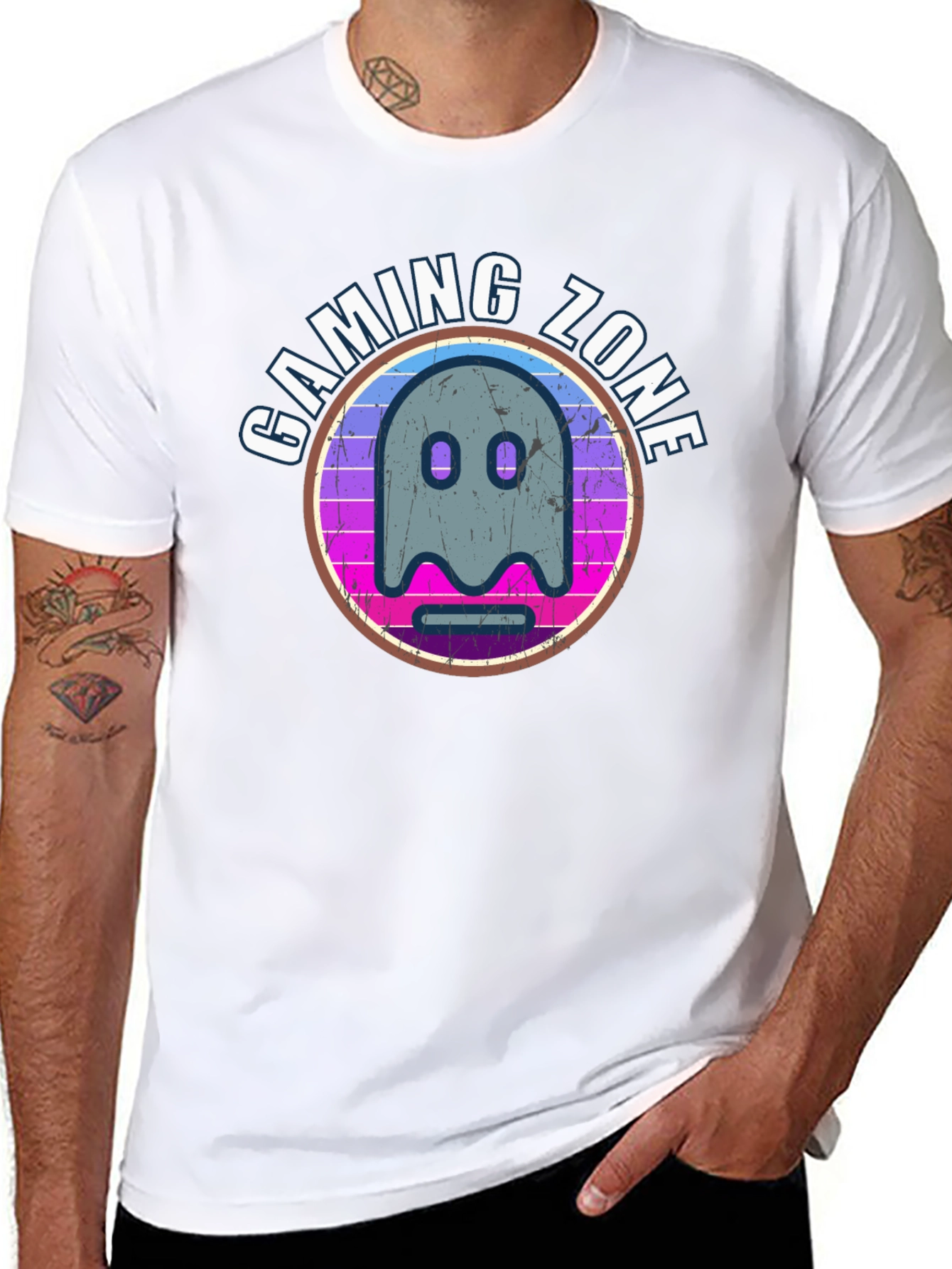 Black Gaming Zone Ghost Graphic T-Shirt view 8