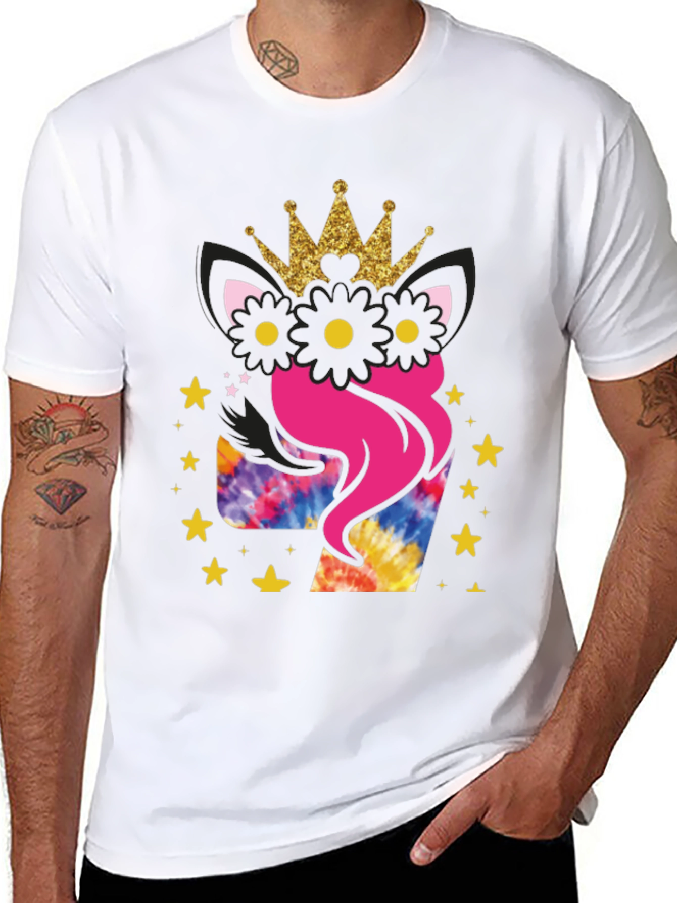 Black Girl's 7th Birthday Unicorn T-Shirt view 8