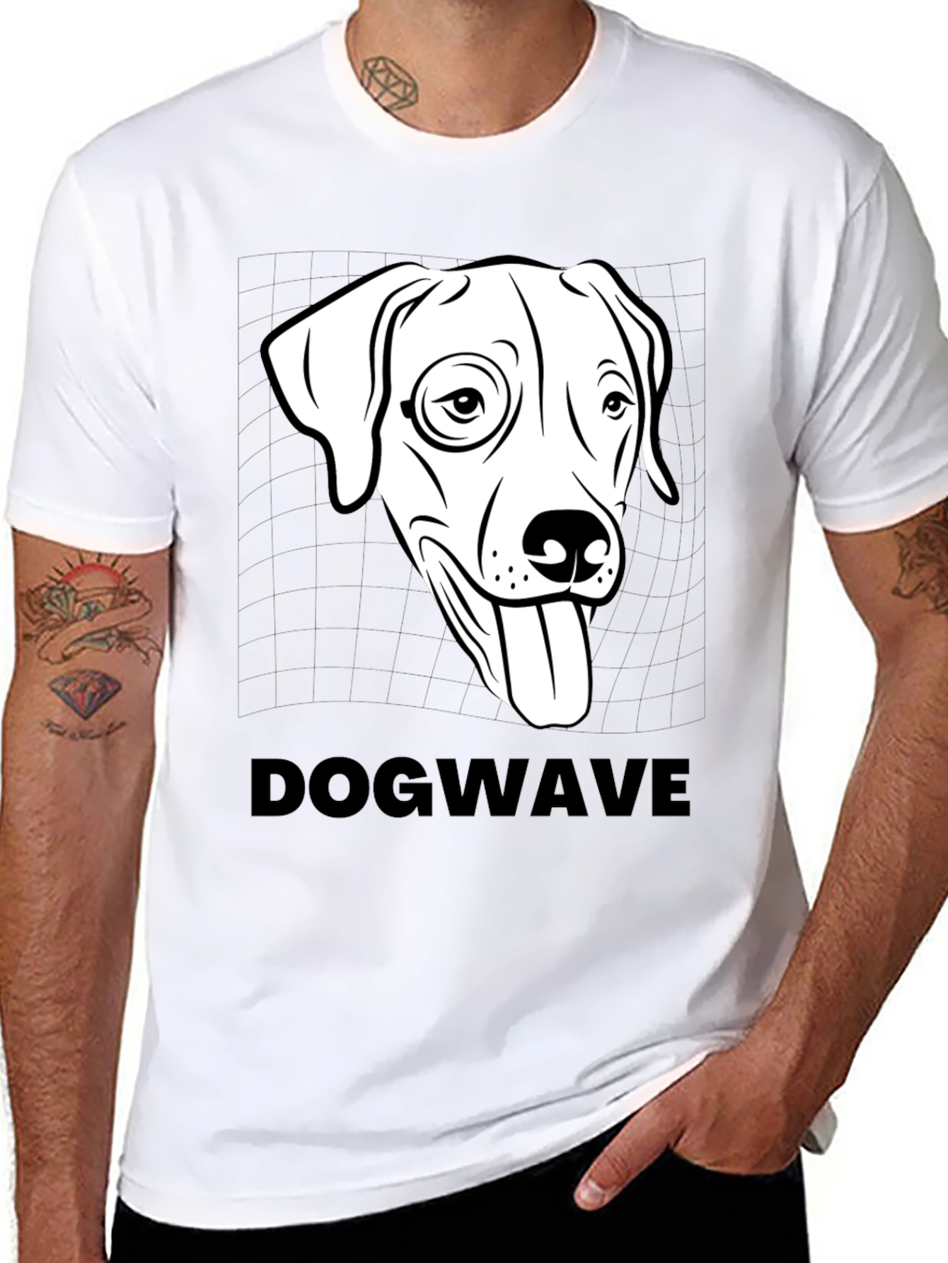 Black Dogwave Graphic Tee - Cool Canine T-Shirt view 8