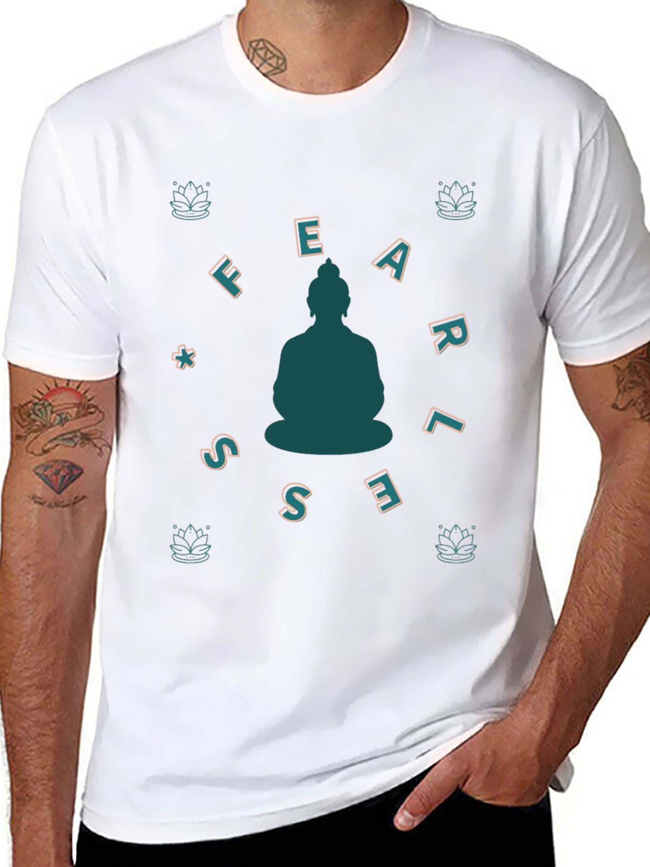 Black Fearless Buddha Graphic Tee view 8