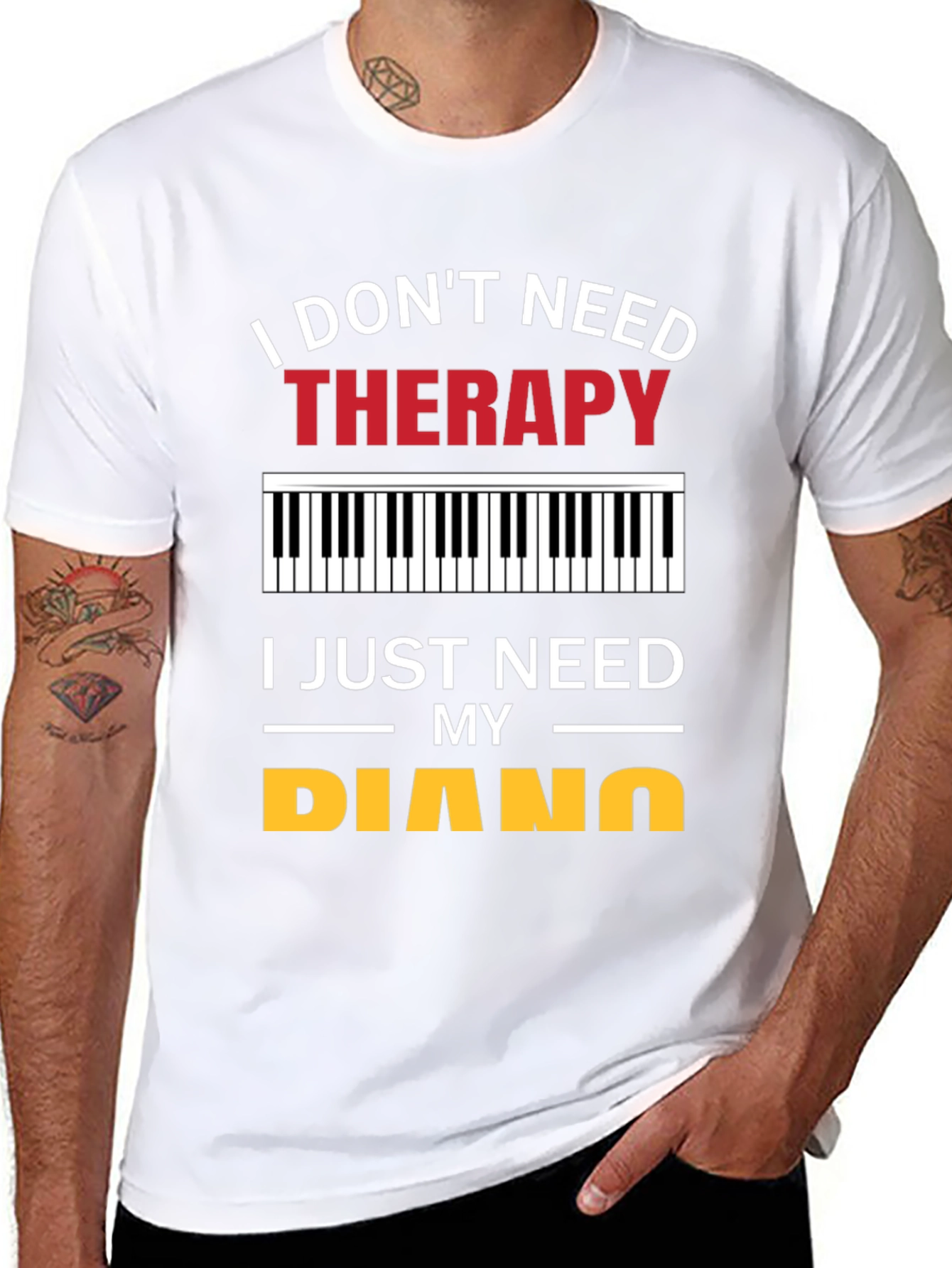 Black I Don't Need Therapy Piano T-Shirt view 8