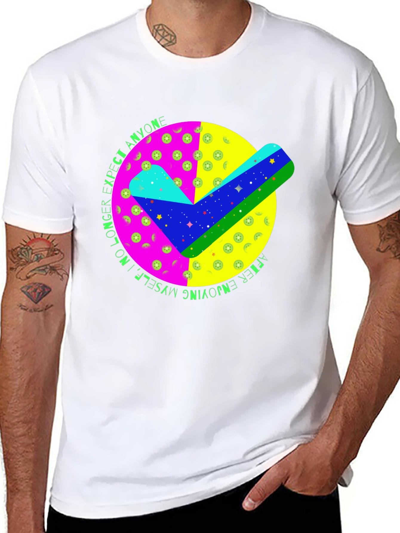 Black Colorful Check Mark Graphic T-Shirt view 8