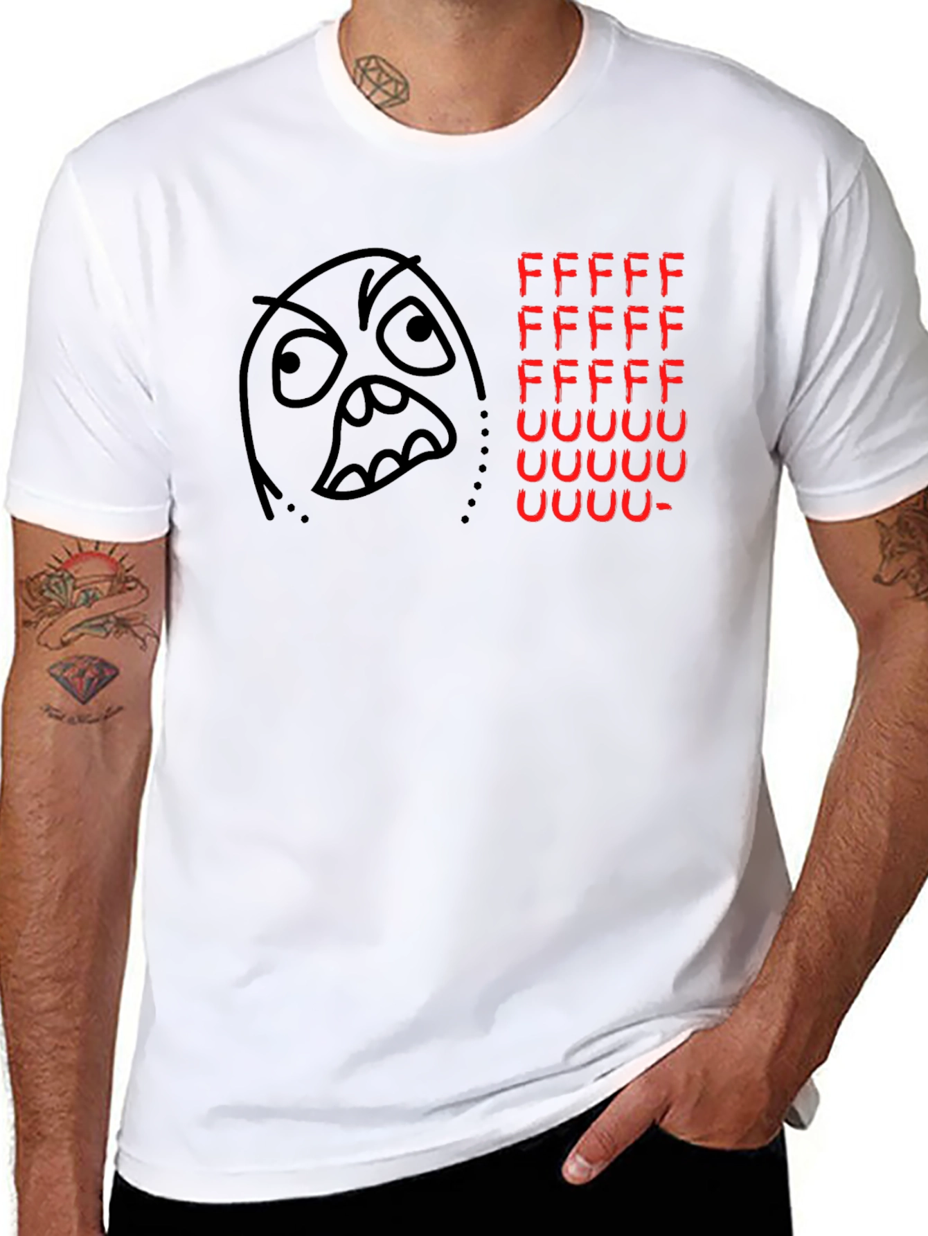 Black Rage Comic Black T-Shirt - FFFFFFFUUUUUU view 8
