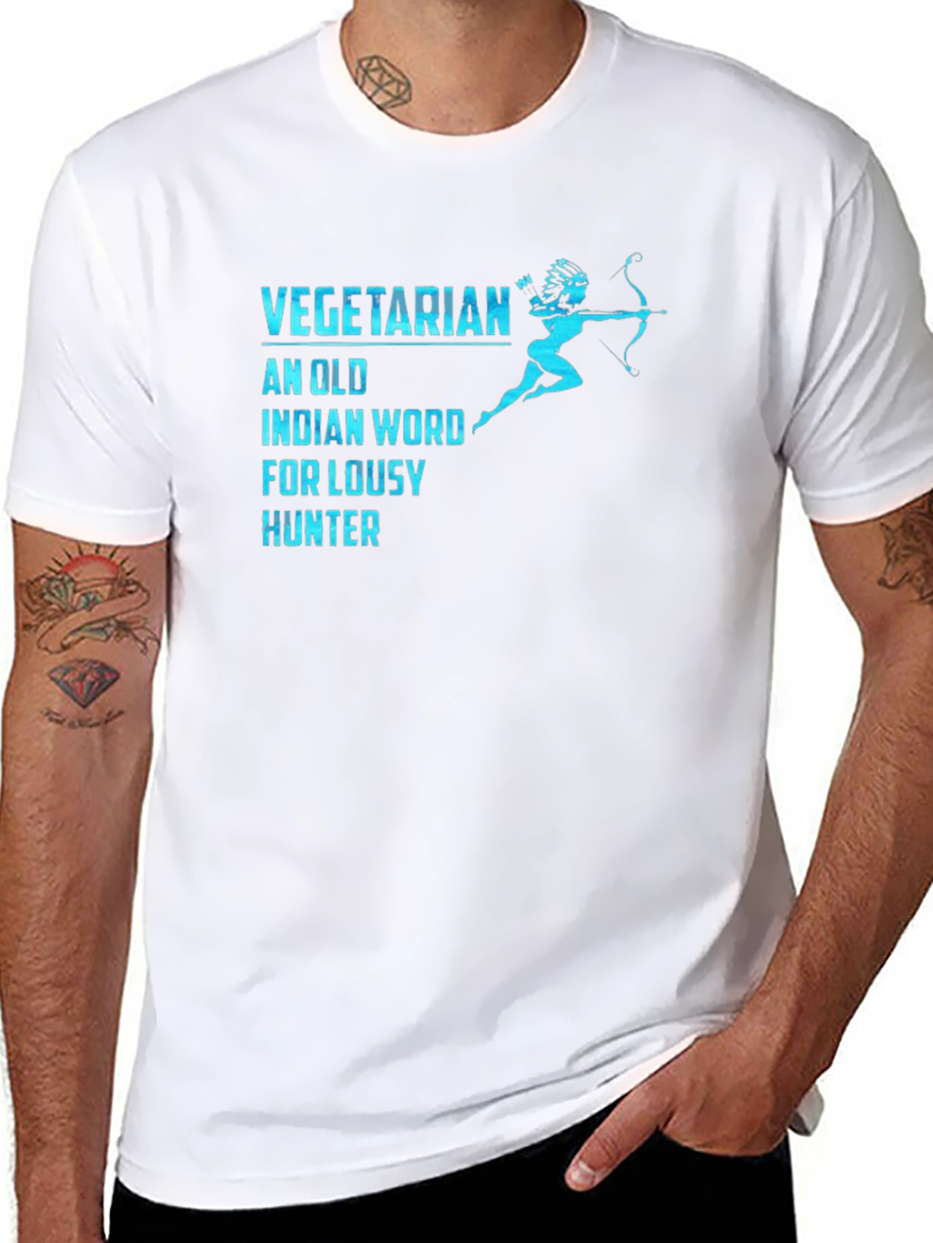 Black Vegetarian Lousy Hunter Funny Graphic T-Shirt view 8