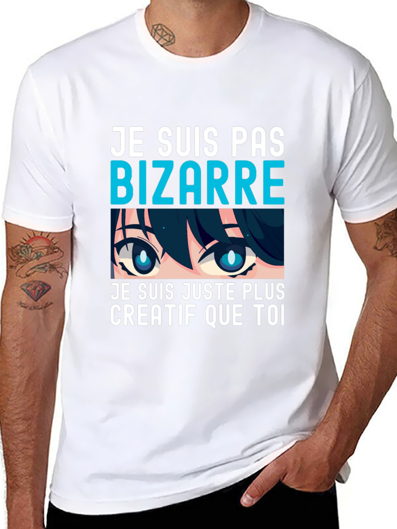 Black Creative Anime Eyes Graphic T-Shirt - Unique Tee view 8