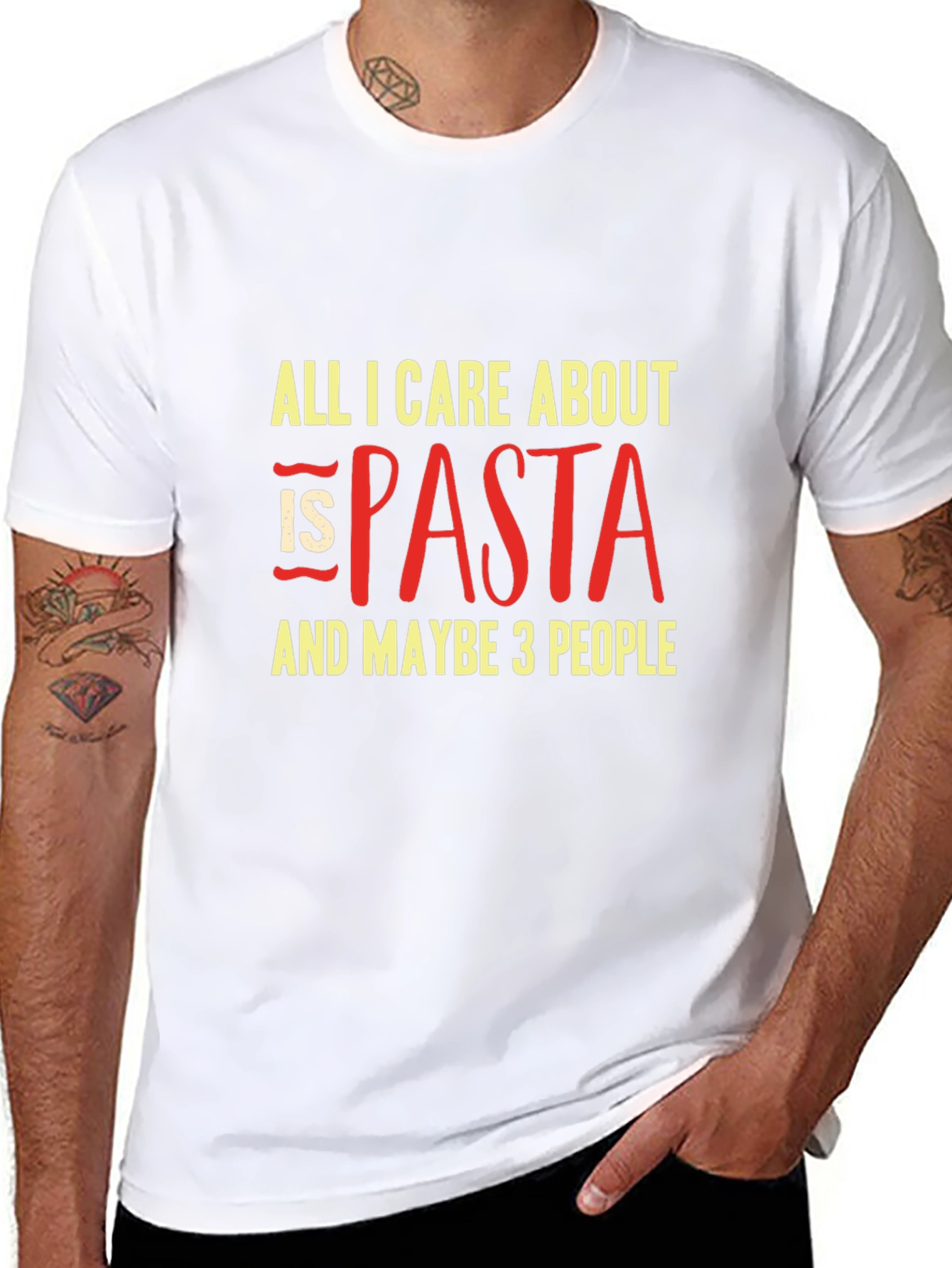 Black Pasta Lover T-Shirt - All I Care About is Pasta! view 8