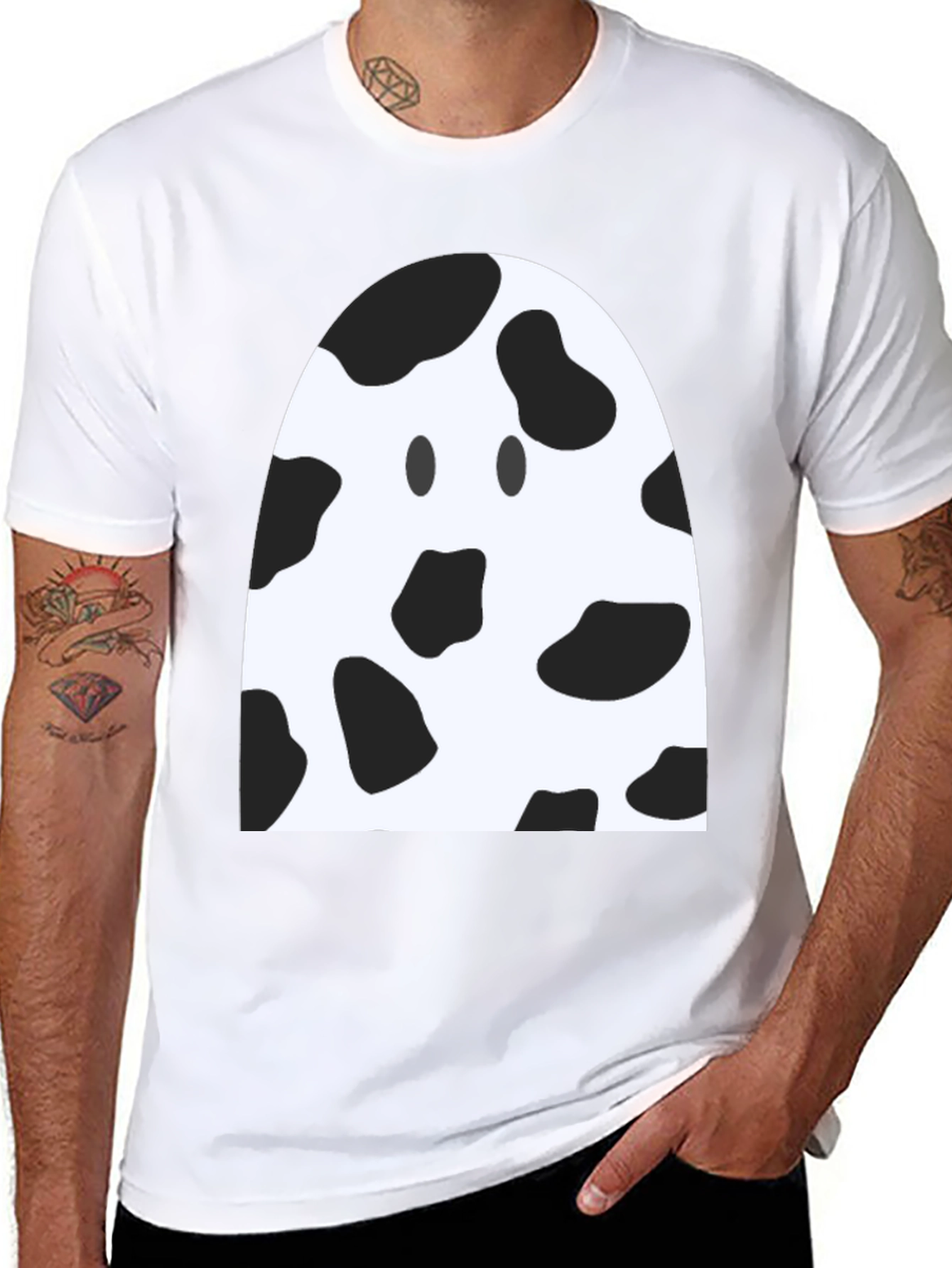 Black Cow Print Ghost T-Shirt view 8