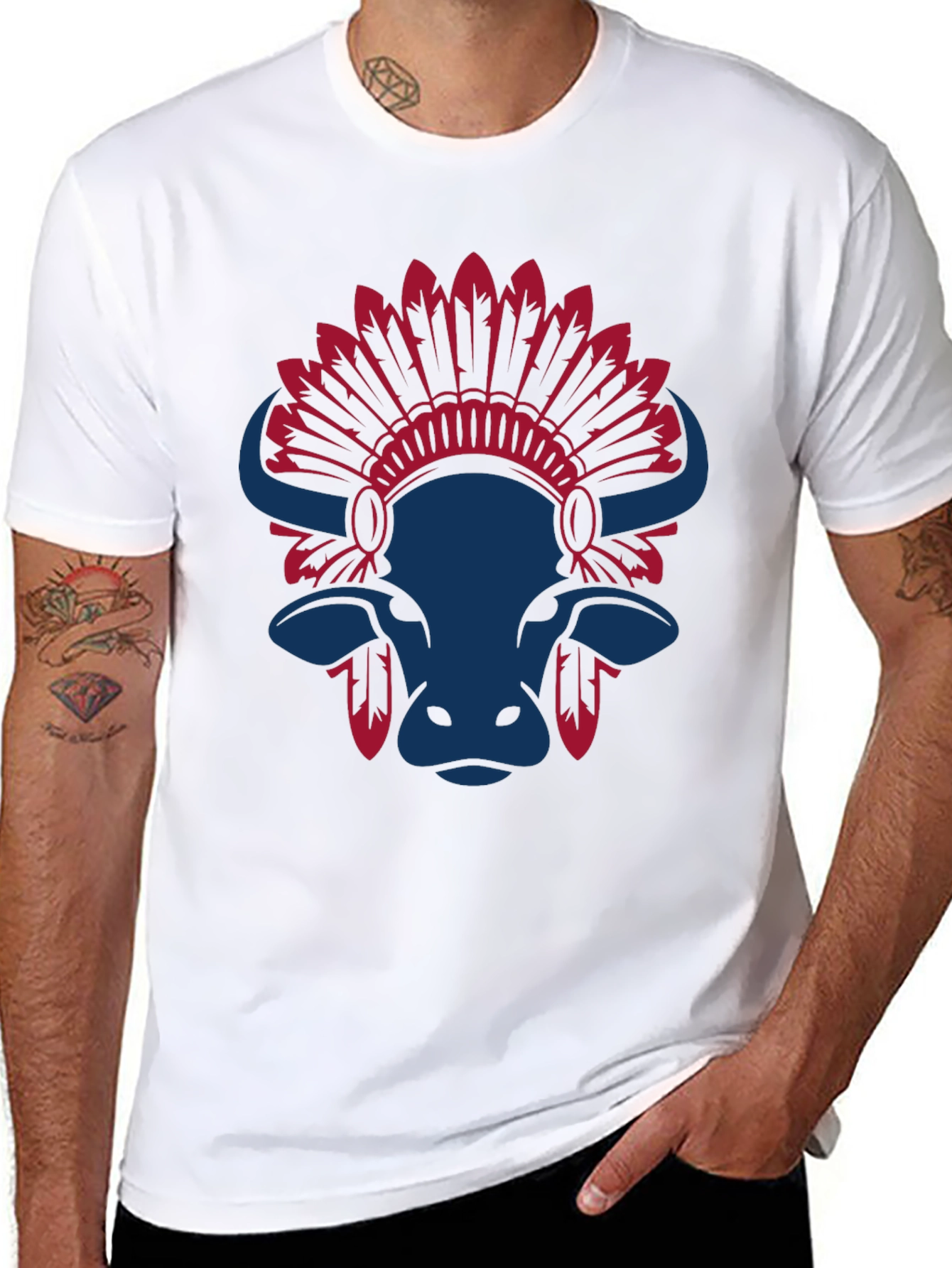 Black Buffalo Headdress Graphic Tee - Stylish Casual Wear view 8