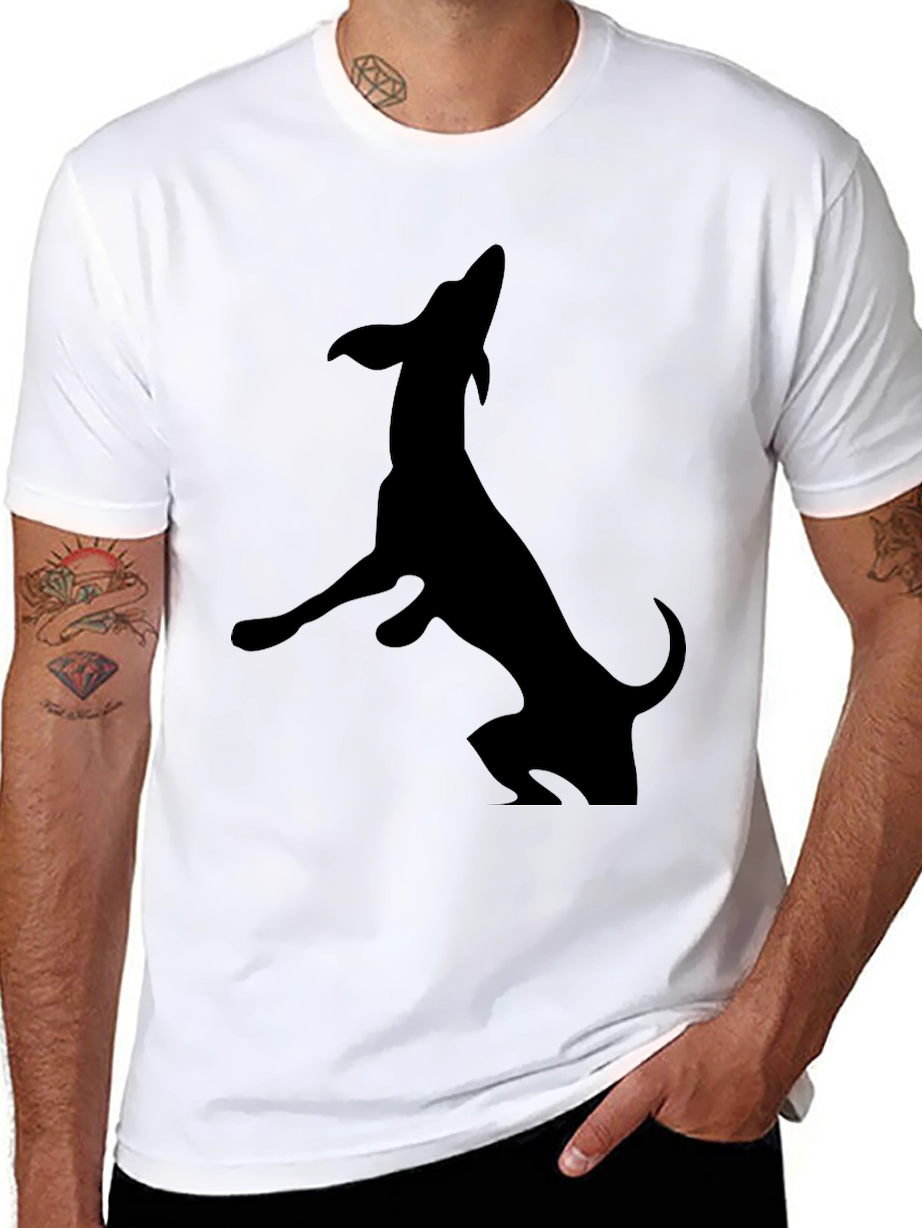 Black Black Dachshund Silhouette Graphic Tee view 8