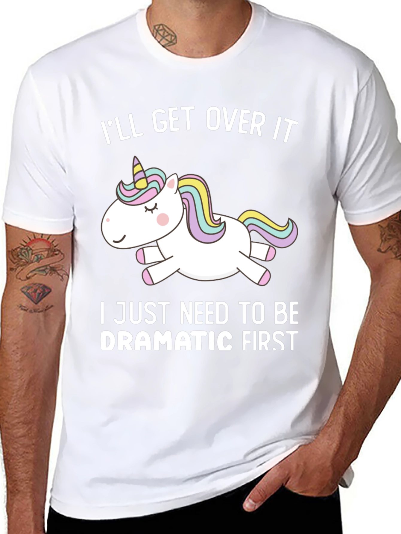 Black Dramatic Unicorn T-Shirt - Funny Graphic Tee view 8