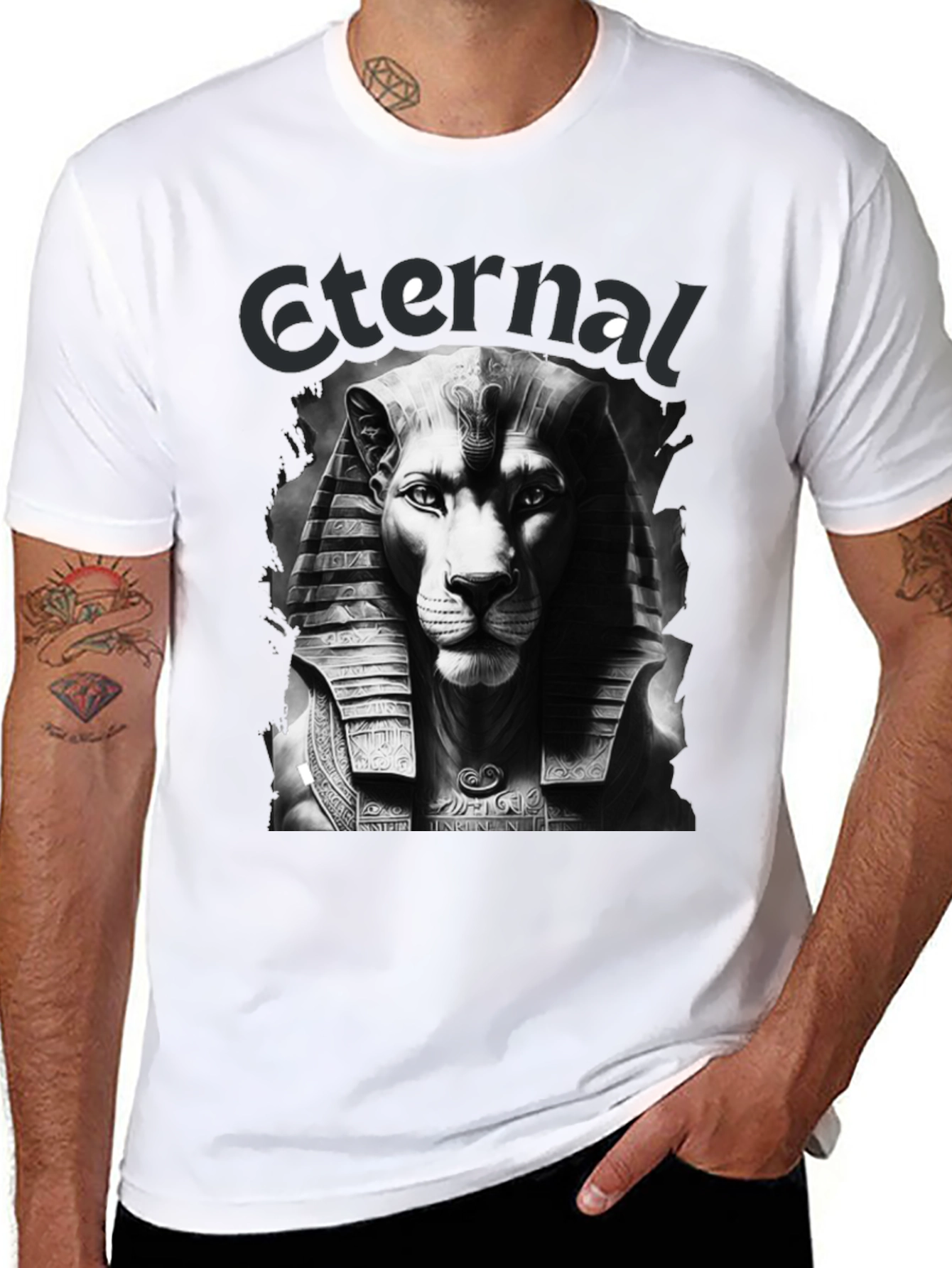 Black Eternal Lion Pharaoh Black Graphic Tee view 8