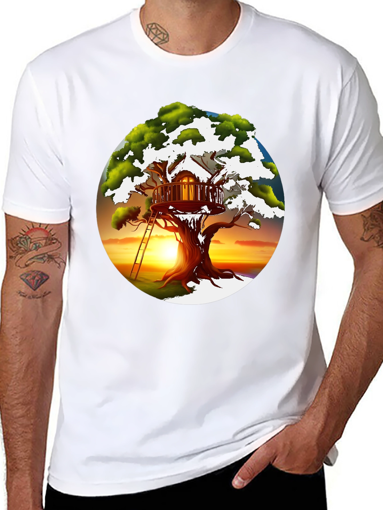 Black Treehouse Graphic T-Shirt - Unique Design view 8
