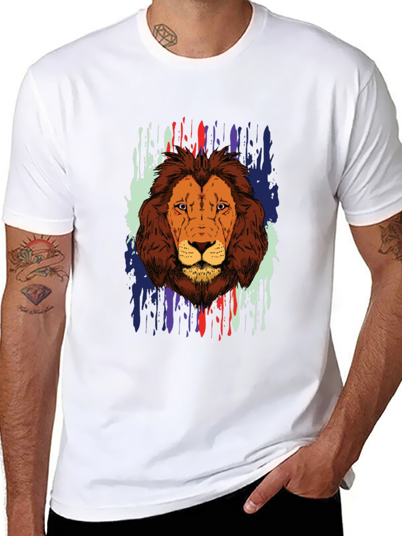 Black Lion Graphic Print Black T-Shirt view 8