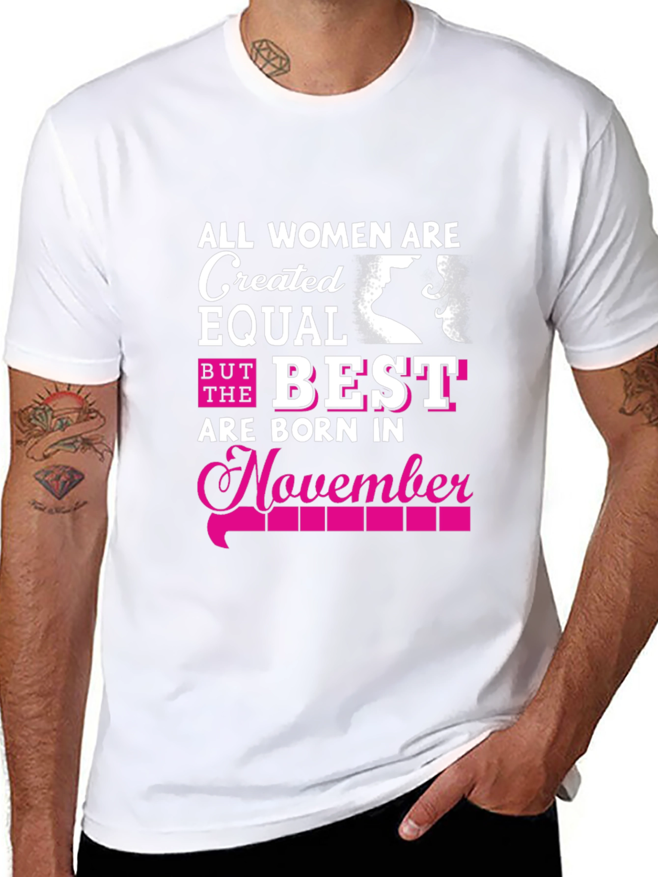 Black All Women Are Created Equal November Birthday T-Shirt view 8