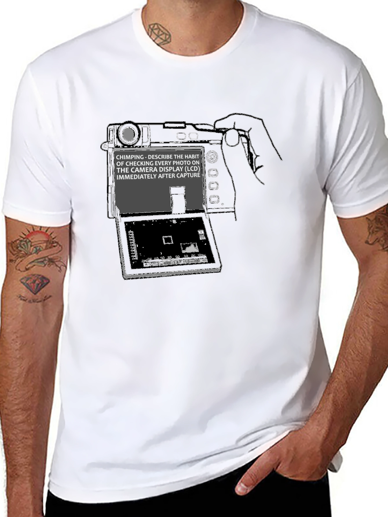 Black Chimping Camera Definition T-Shirt - Photographer Humor Tee view 8