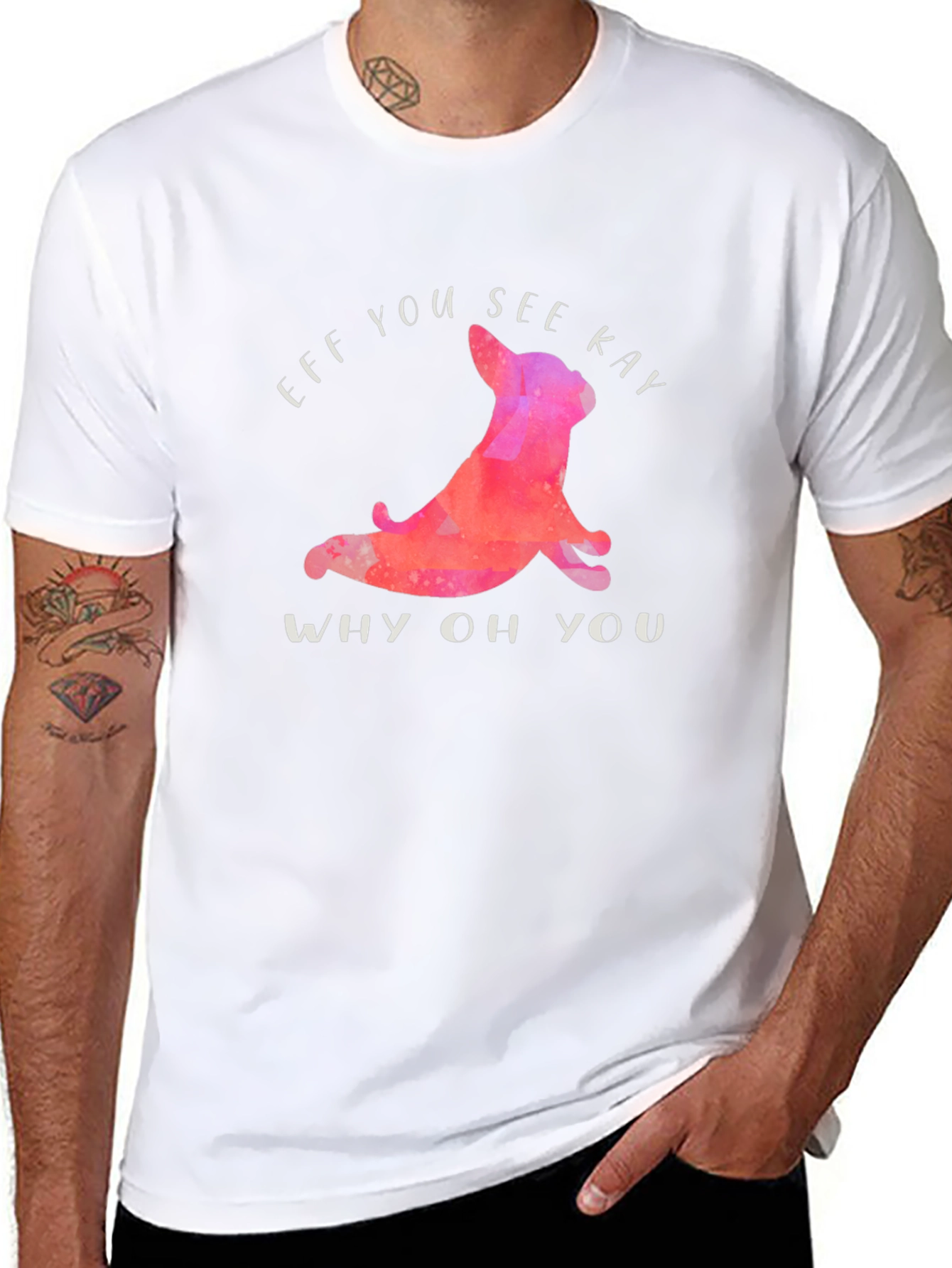 Black Funny Eff You See Kay T-Shirt with Yoga Dog view 8