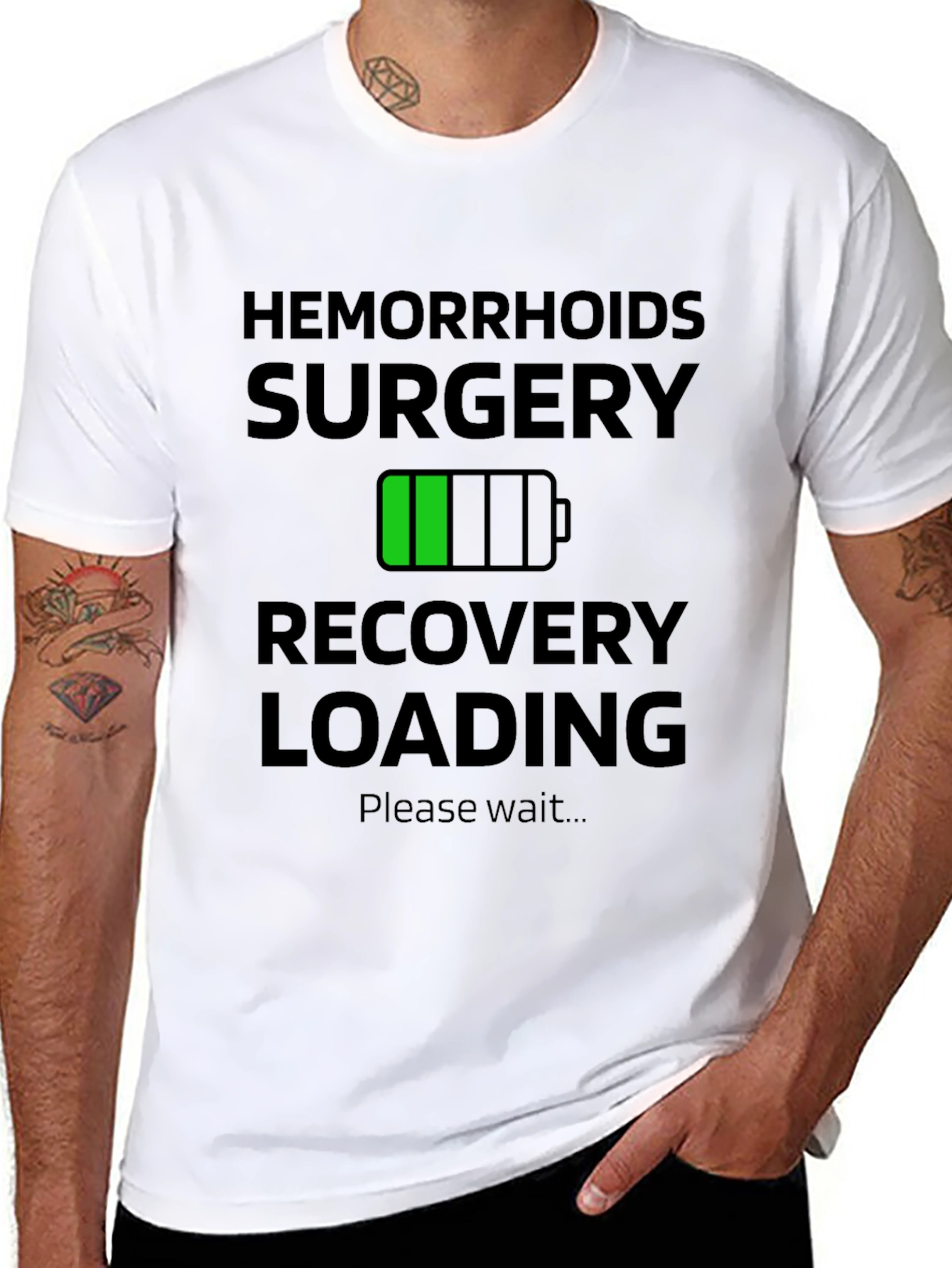 Black Hemorrhoids Surgery Recovery Funny T-Shirt view 8