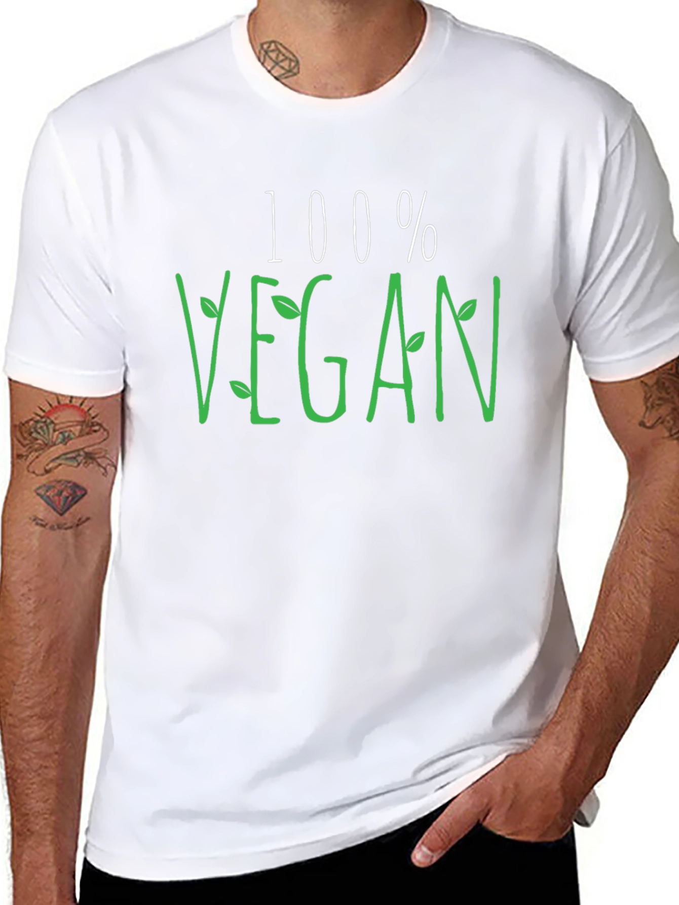 Black 100% Vegan Graphic Tee - Black Casual Shirt view 8