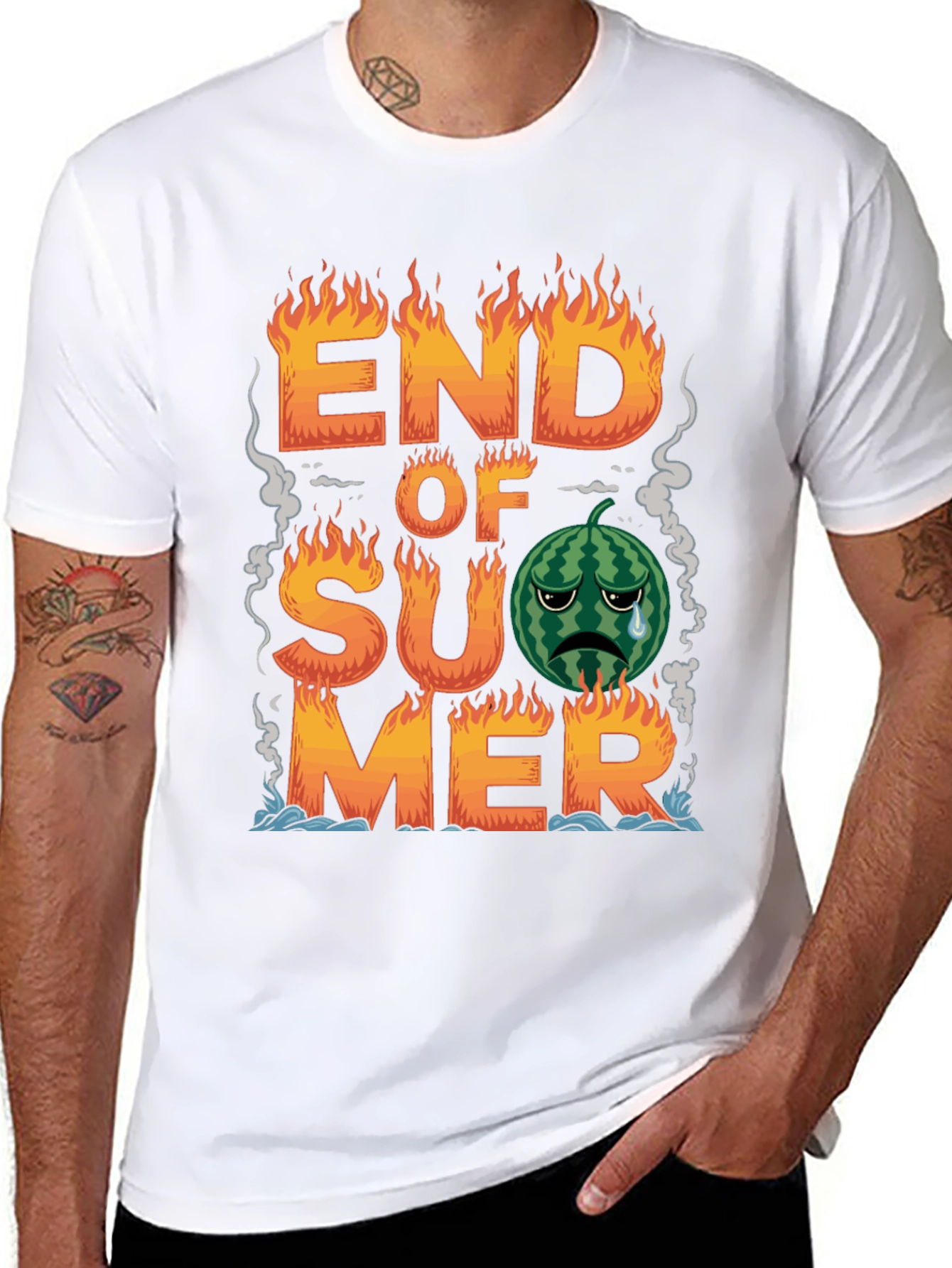 Black End of Summer T-Shirt - Sad Watermelon view 8
