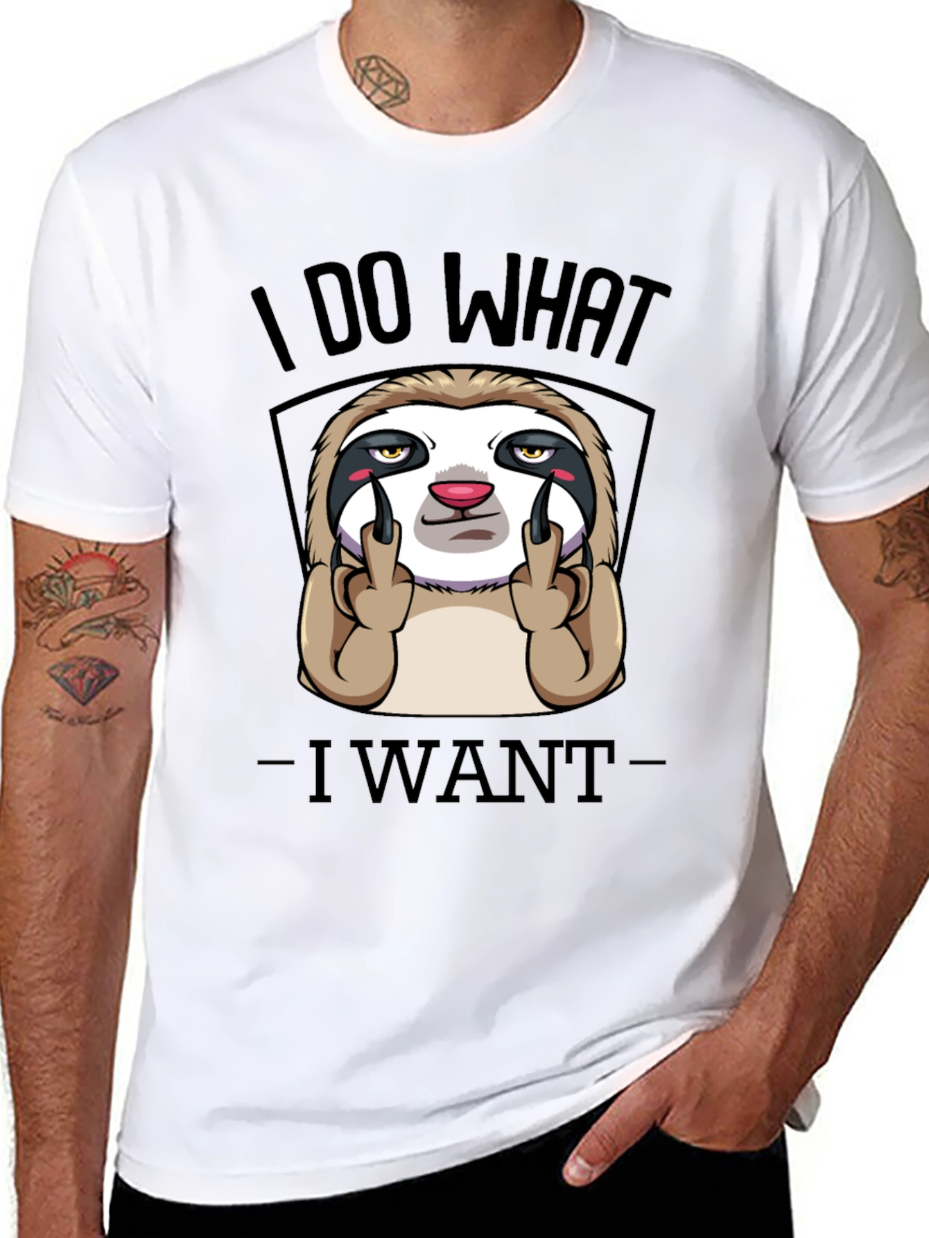 Black I Do What I Want Sloth Graphic Tee view 8