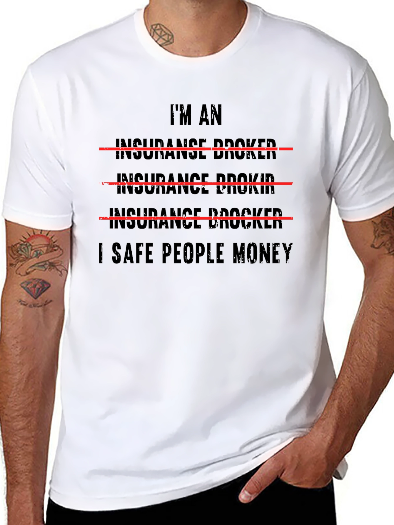 Black Funny Insurance Broker T-Shirt view 8