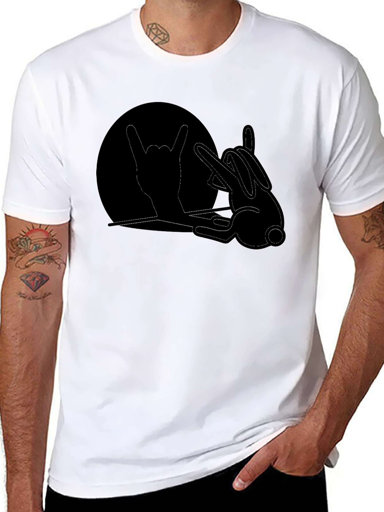 Black Rock On Bunny T-Shirt - Black view 8
