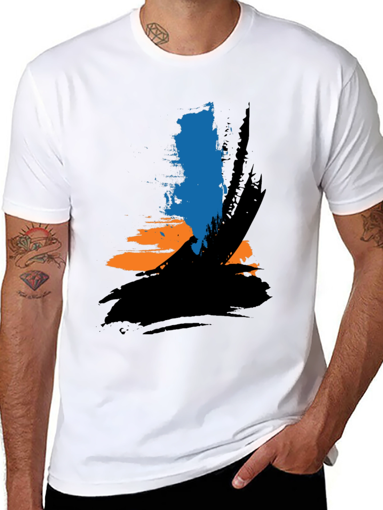 Black Abstract Brushstroke Graphic Tee - Black view 8